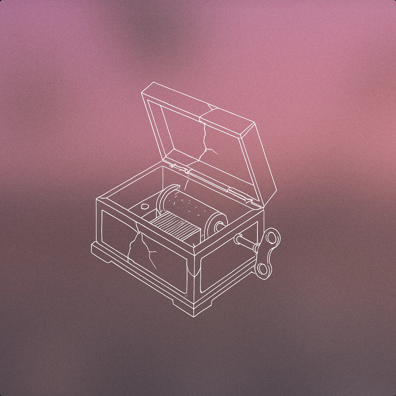 Cover of A cracked, antique music box slightly open with a single key protruding for Creepy sound effects