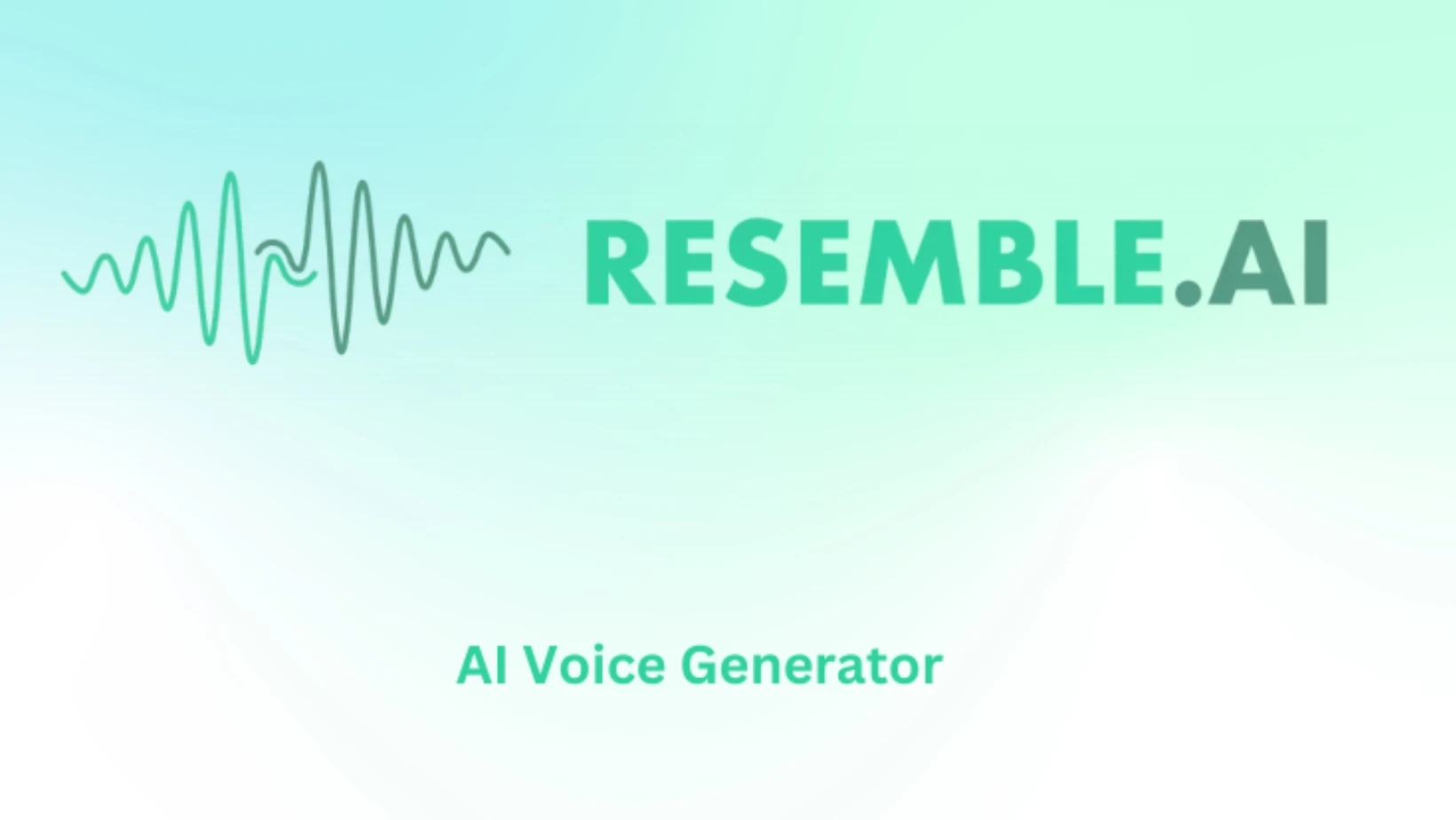 RESEMBLE.AI logo with a waveform graphic and the text "AI Voice Generator" on a light gradient background.