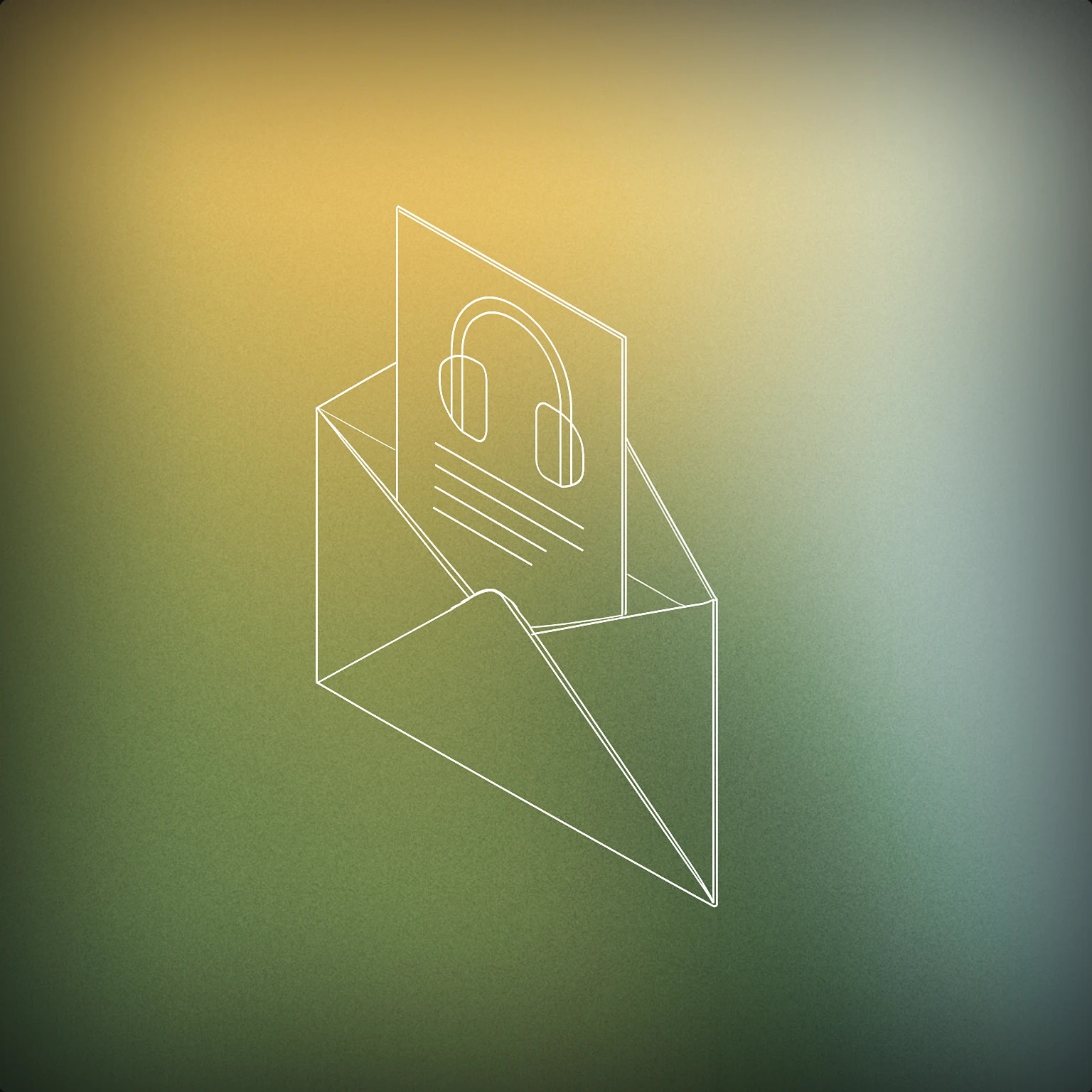 Cover of Open envelope with a stylized paper emerging featuring a headphone icon for Email sound effects