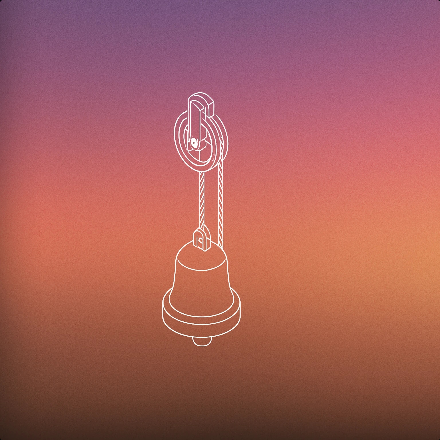 Cover of A stylized pulley wheel with a taut rope passing over it, attached to a suspended, simplified bell shape below for Pulley sound effects