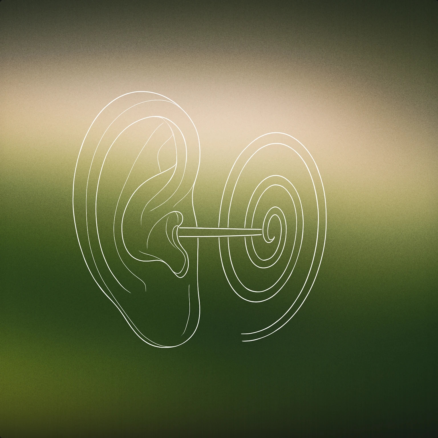 Cover of A large, simplified human ear with a single, clean spiral line emanating from the ear canal for Tinnitus sound effects
