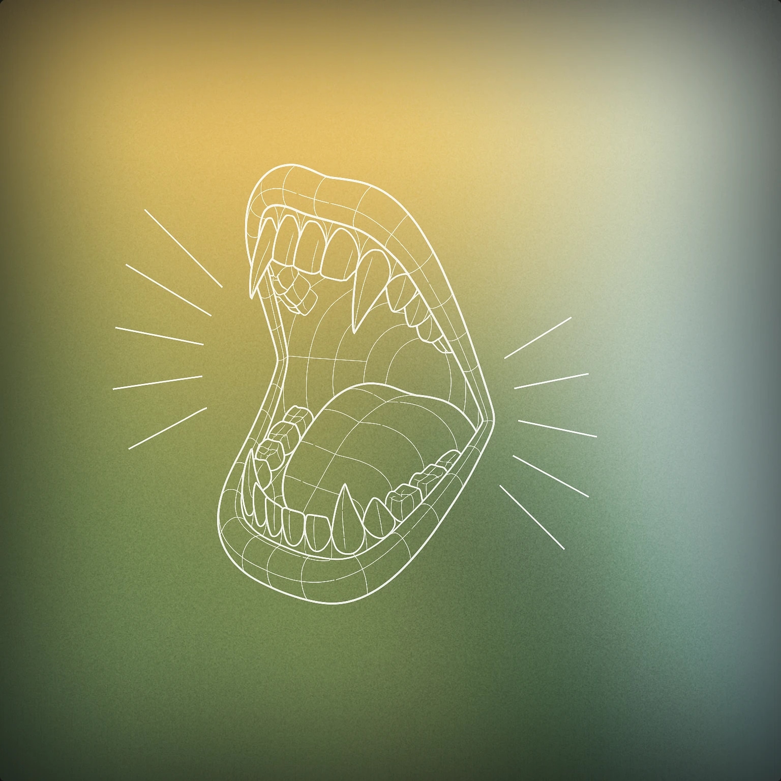 Cover of a stylized open mouth with sharp teeth and visible vibration lines emanating from it for Growling sound effects