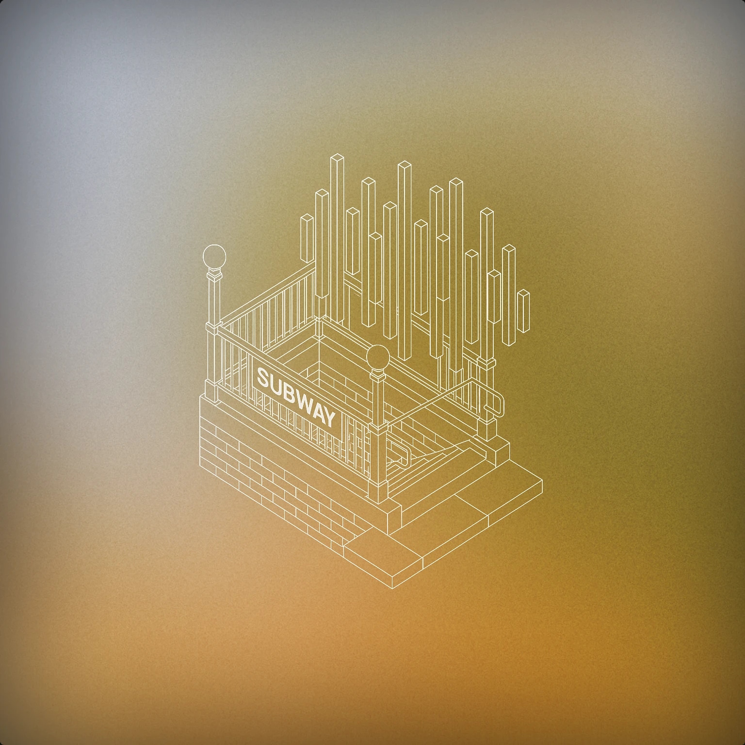 Cover of Subway entrance with stylized sound bars emerging from the stairwell for Urban sound effects