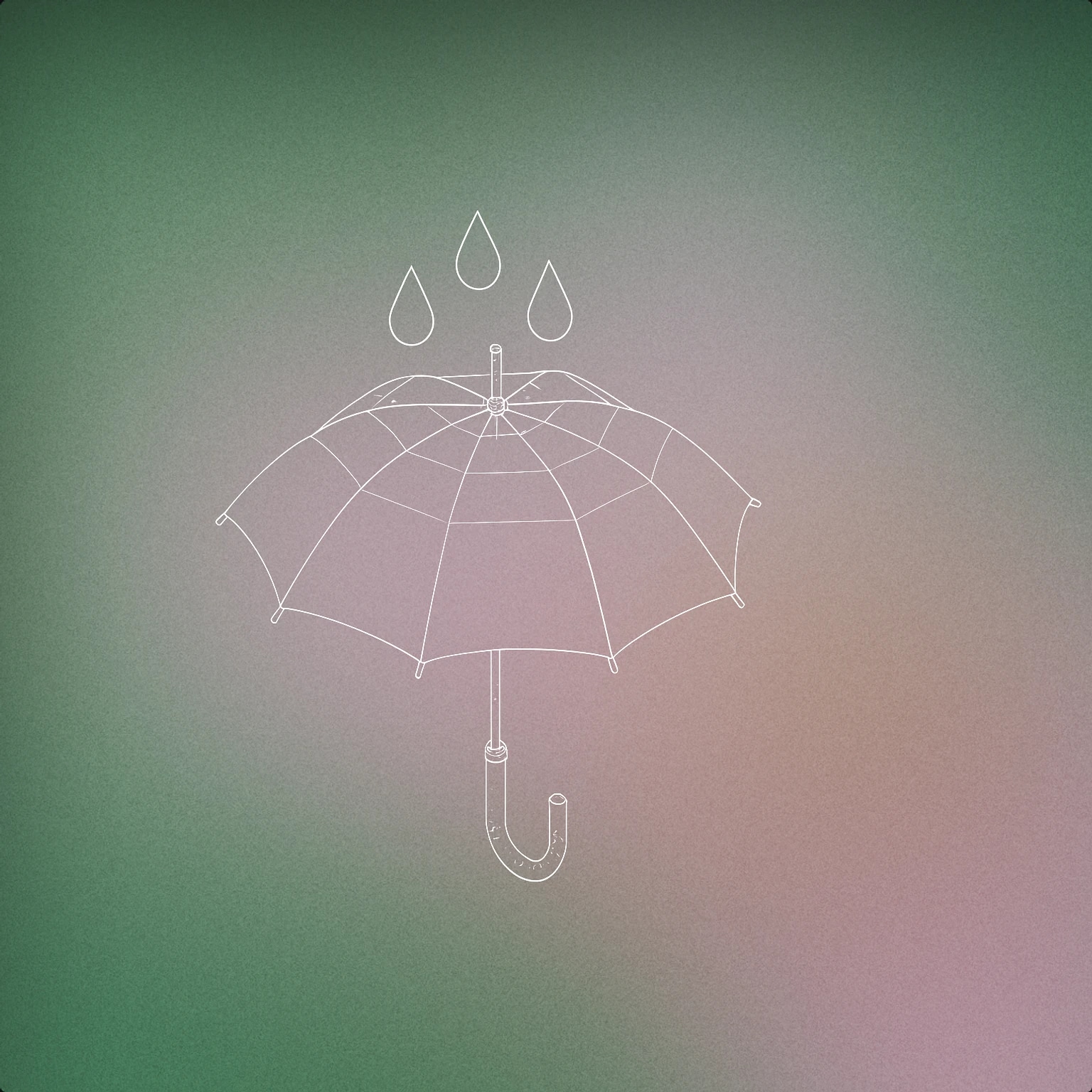 Cover of an umbrella with a few stylized raindrops falling onto it for Rain sound effects