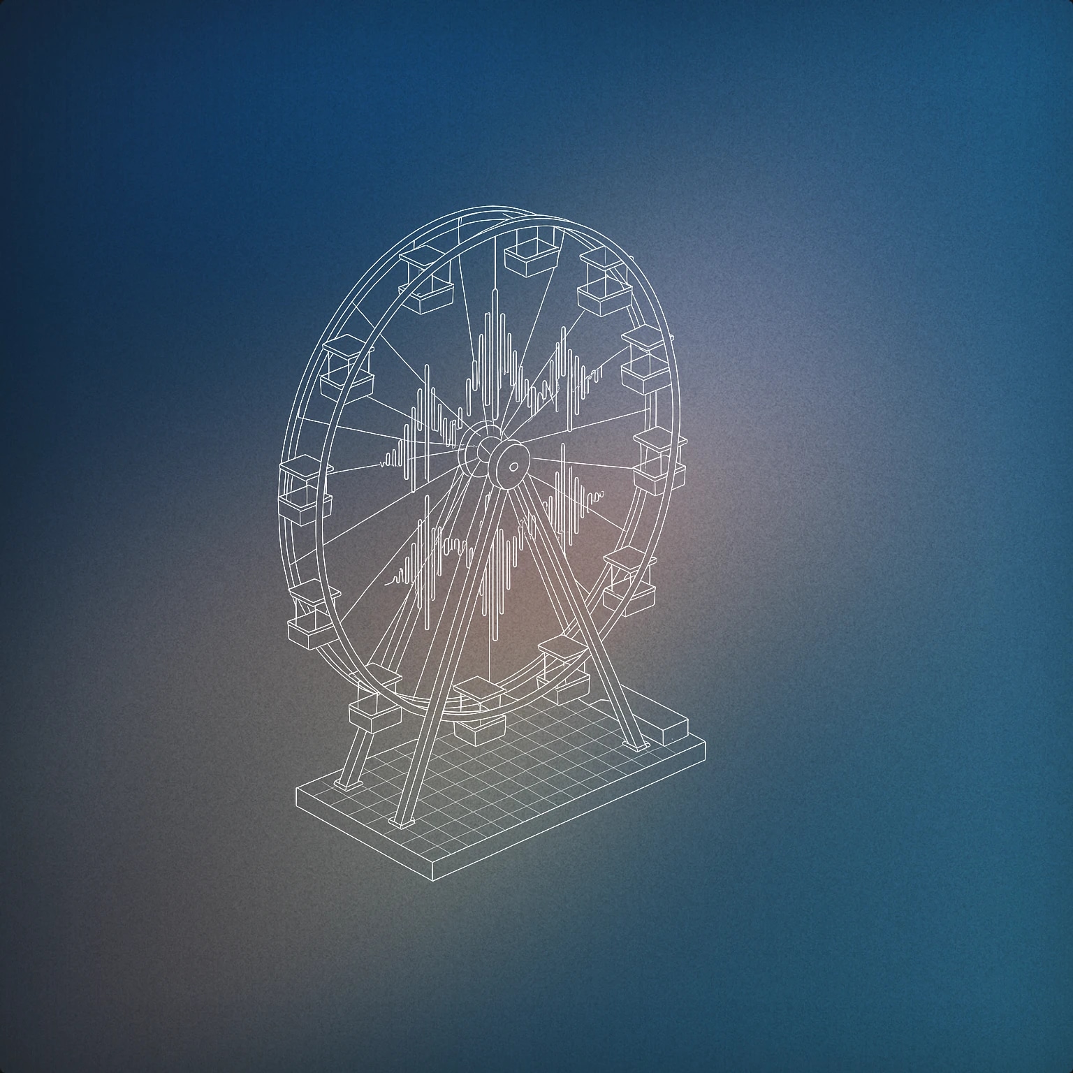 Cover of Ferris wheel with stylized soundwave-shaped spokes for Amusement Park sound effects