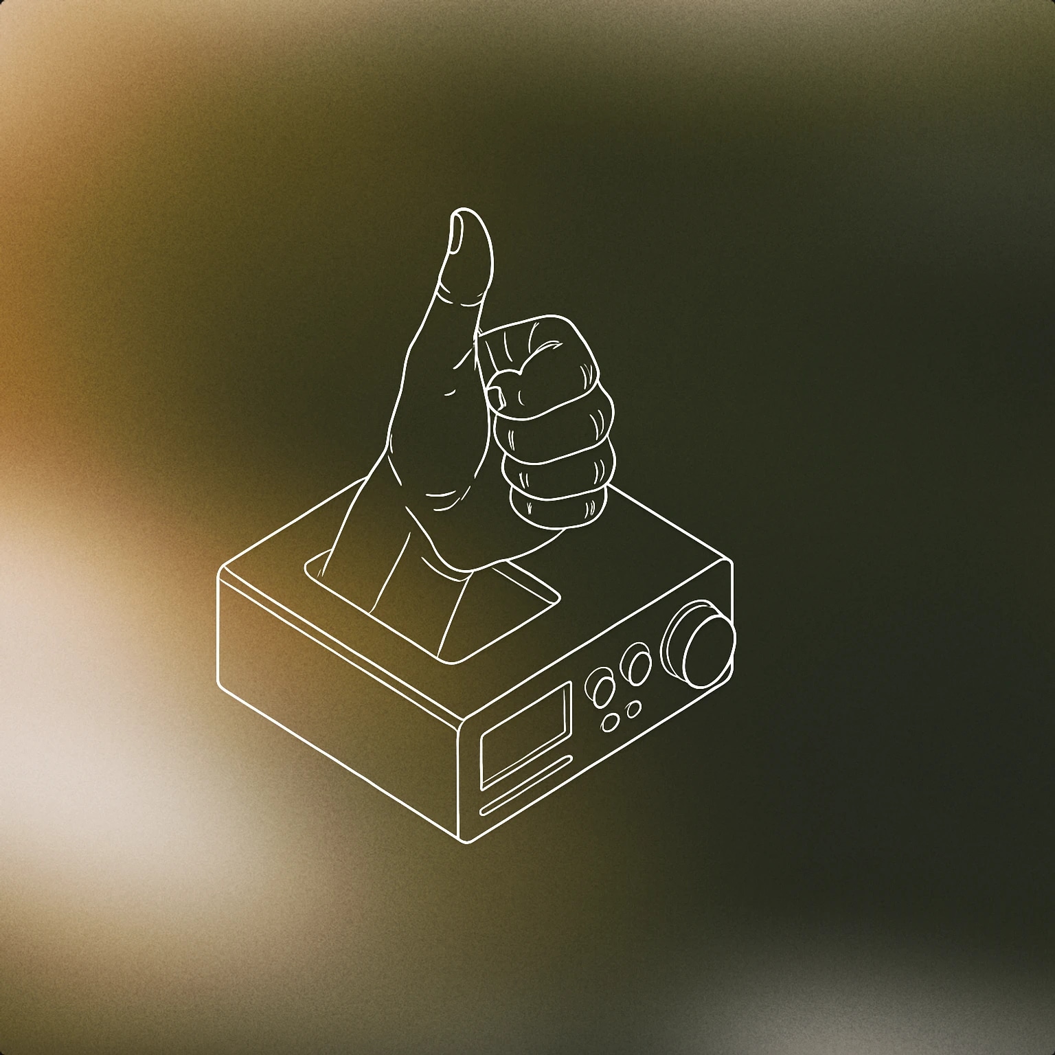 Cover of A hand giving a thumbs-up emerging from a minimalist audio player for Like sound effects