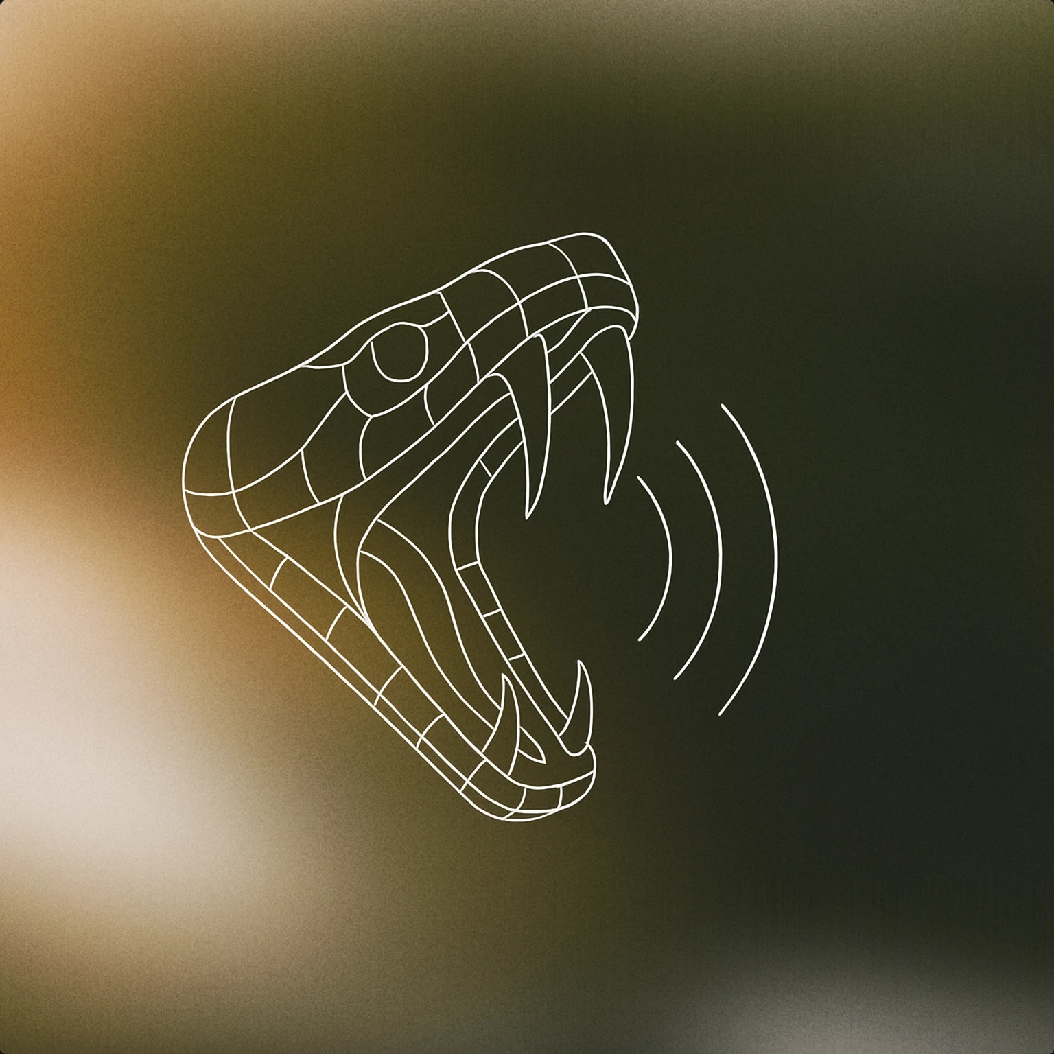 Cover of A stylized open snake mouth with clearly visible curved fangs and simple wavy lines emitting from the mouth to imply a subtle sound for Snake Hiss sound effects