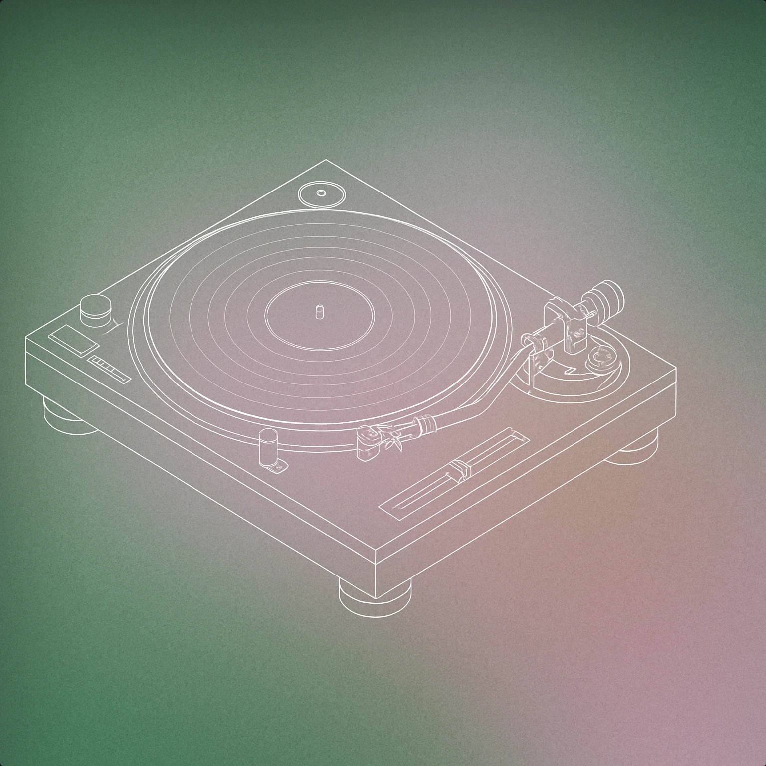 Cover of DJ turntable with a single large vinyl record for Club sound effects
