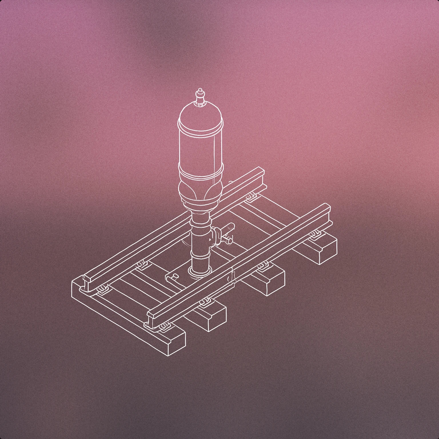 Cover of a stylized train whistle mounted on a short section of railway track for Railway sound effects
