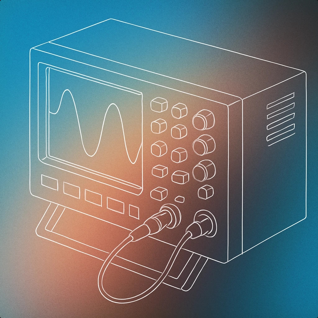 Cover of A minimalistic oscilloscope with a simple waveform displayed on its screen for Laboratory sound effects