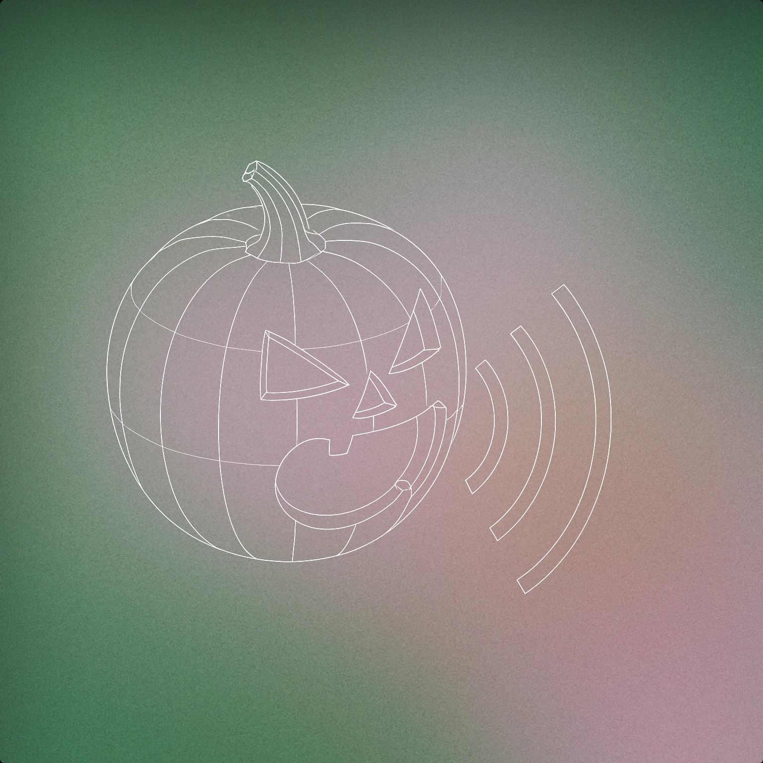 Cover of a jack-o'-lantern with a stylized open mouth emitting curved sound lines for Halloween sound effects