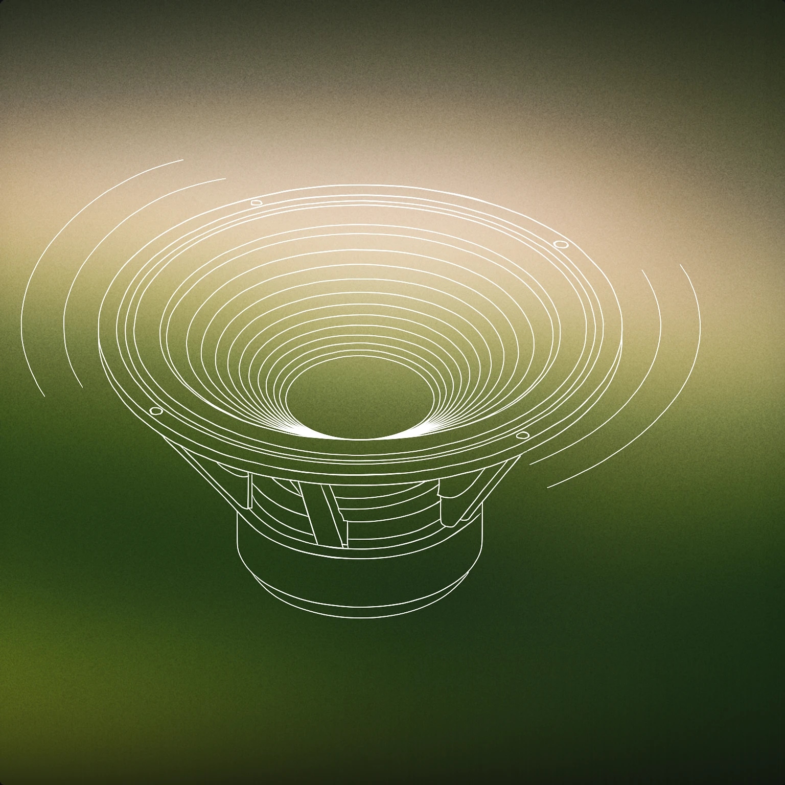 Cover of A large, minimalistic vibrating subwoofer cone with subtle concentric wave lines emanating from its surface for Low Rumble sound effects