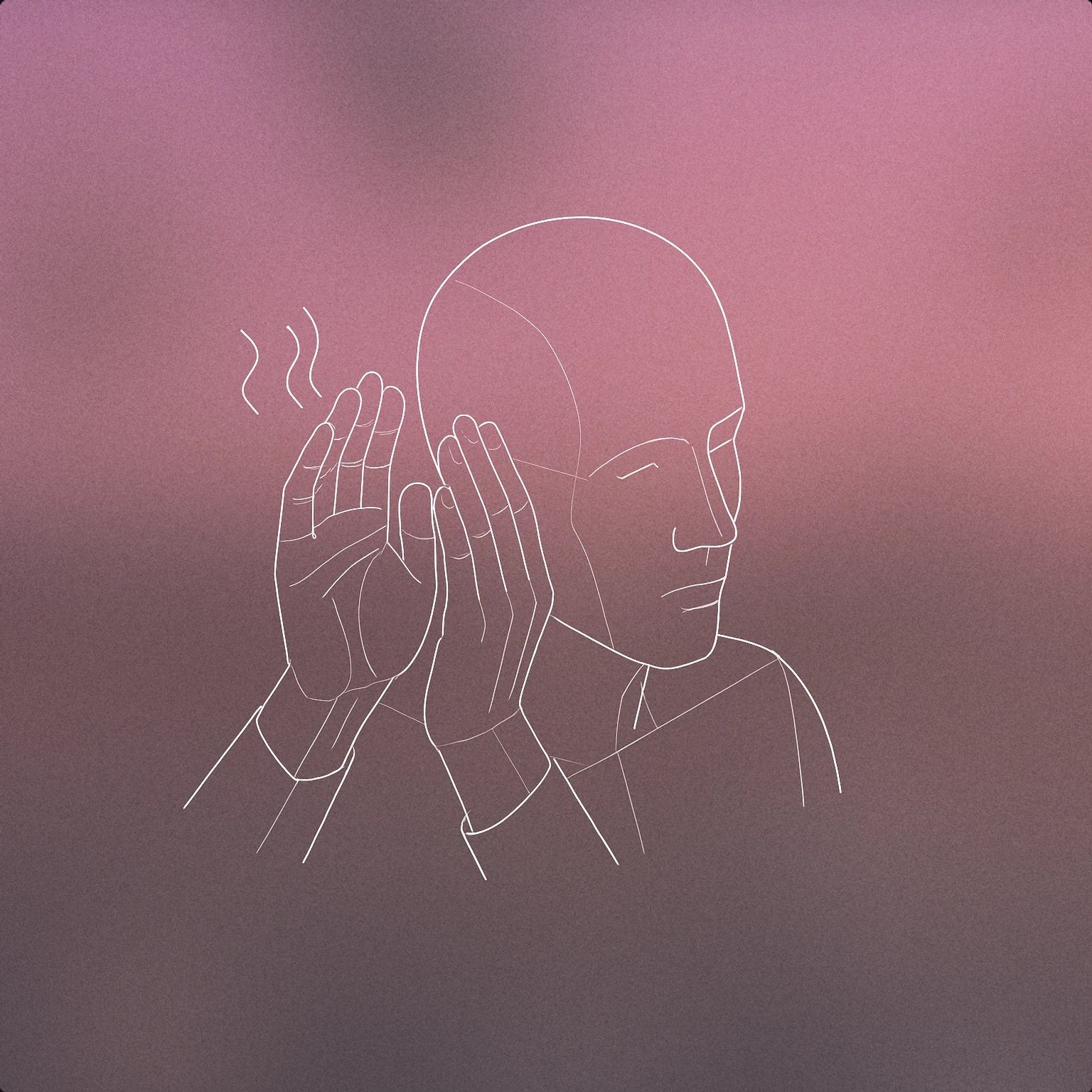 Cover of A pair of cupped hands held up to the side of a head, with subtle vibration lines above the hands for Scared sound effects