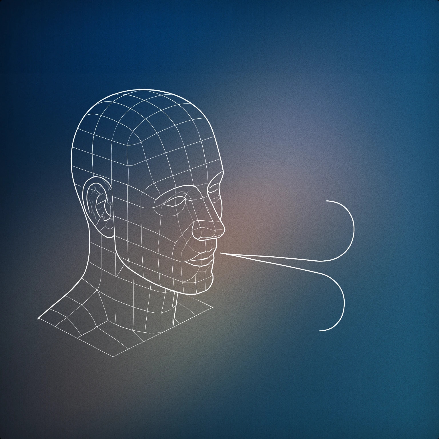 Cover of Side view of a human head with a single, gently curved line extending from the nose and mouth area outward, representing a breath for Man Breathing sound effects