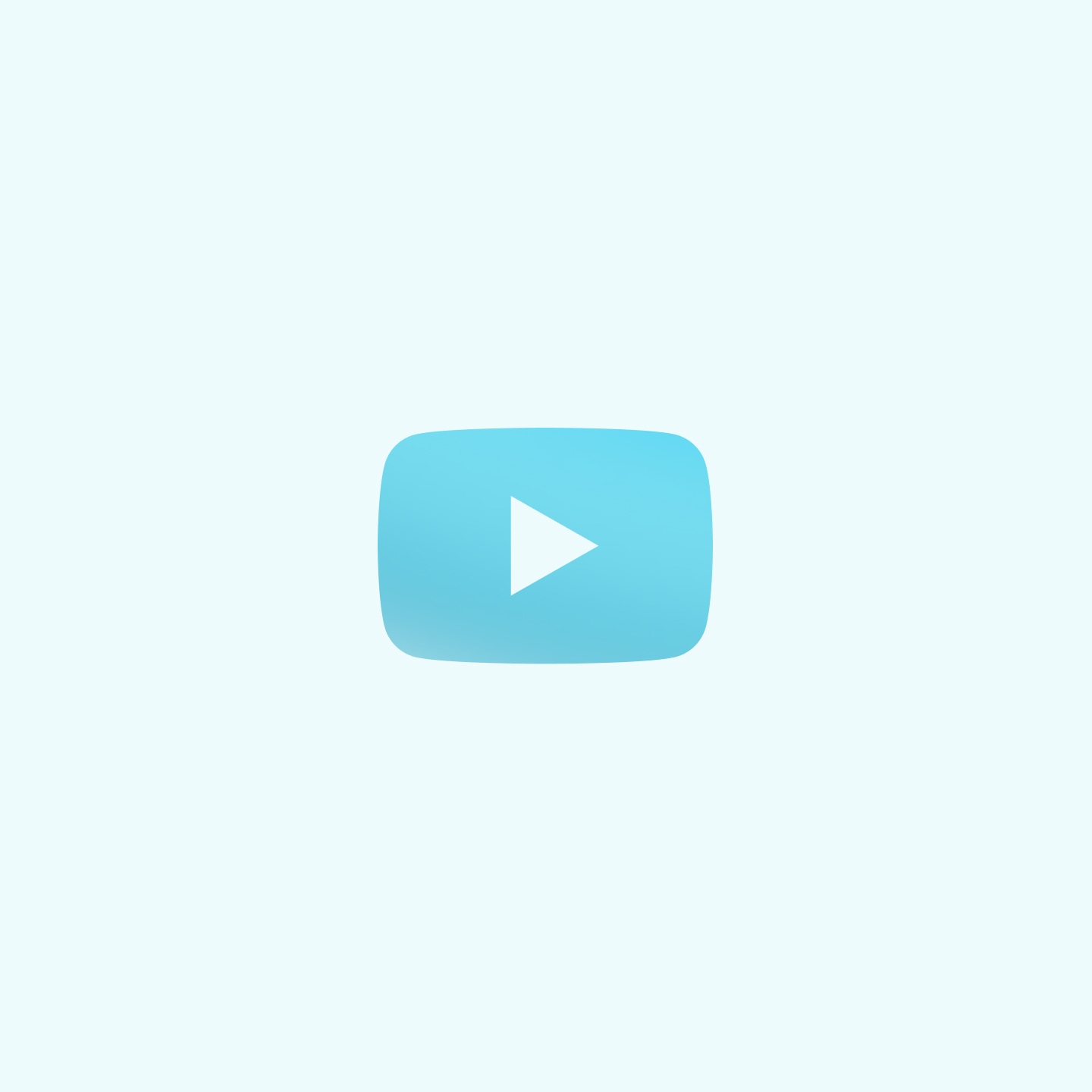 A light blue YouTube play button icon centered on a pale blue background.