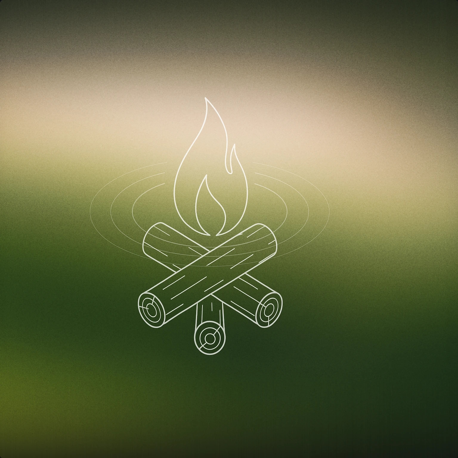 Cover of A stylized campfire with a single, prominent flame rising from a simple log base, with subtle soundwave ripples emanating from the flame itself for Fire sound effects