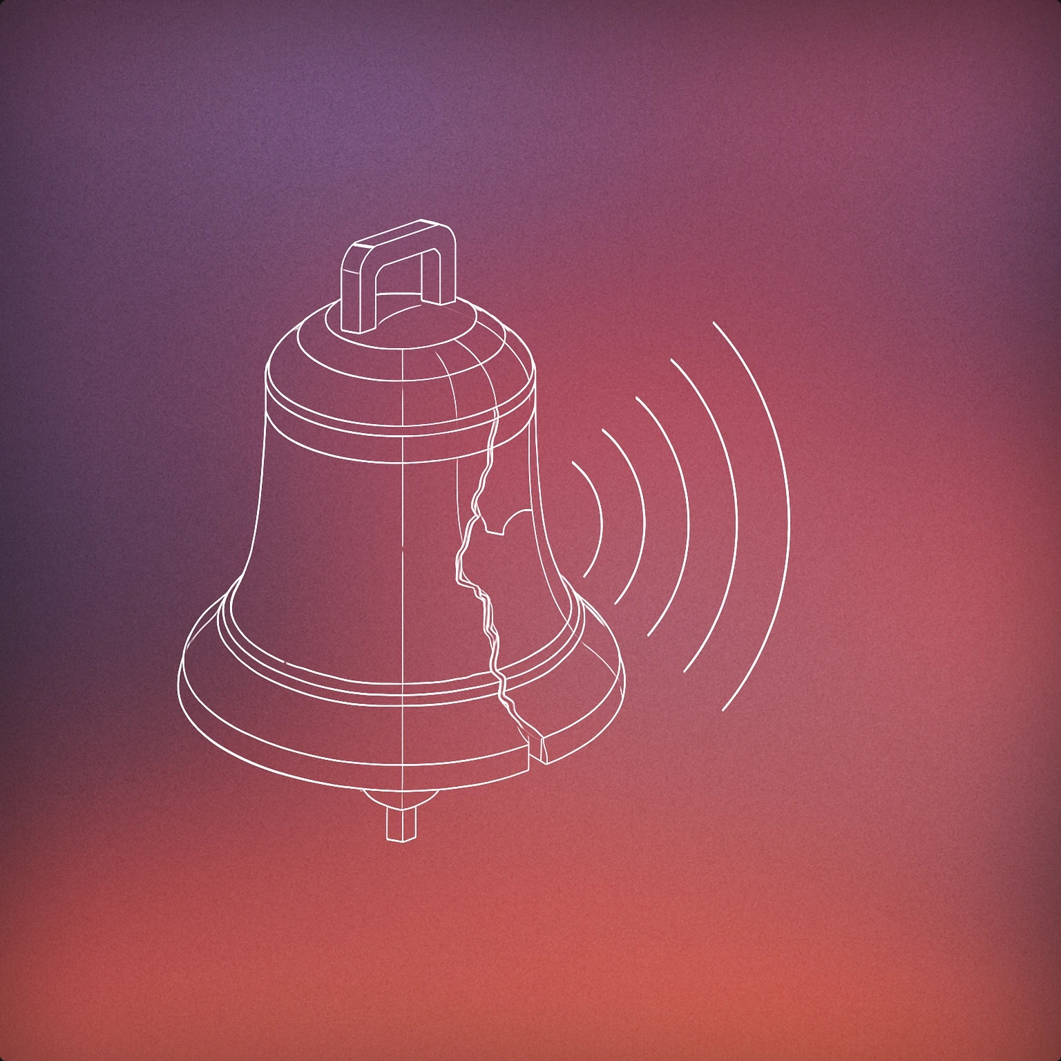 Cover of a cracked bell with visible sound waves emanating from the crack for Accident sound effects