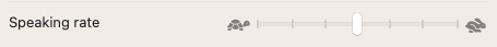 Slider labeled "Speaking rate" with a control in the middle.