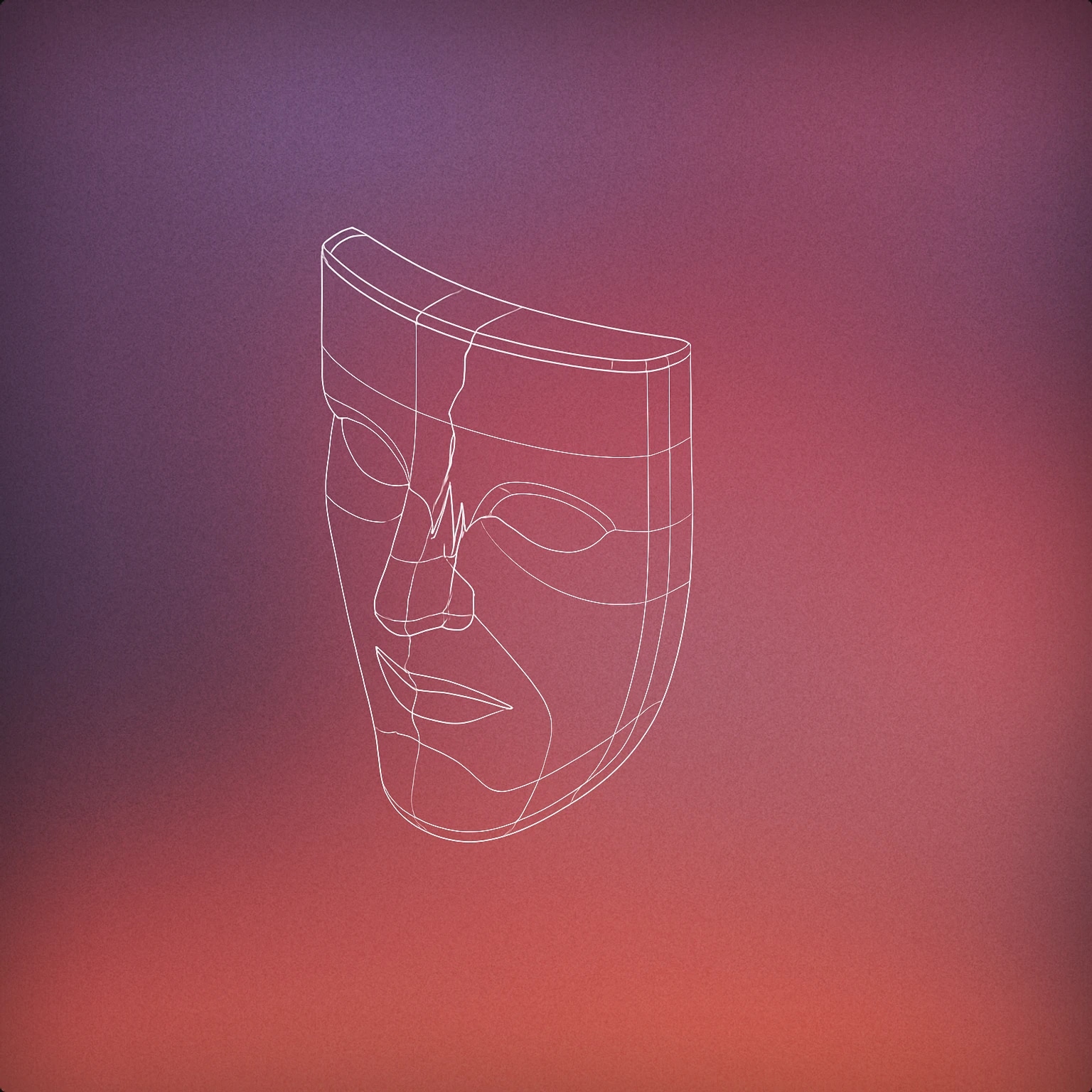 Cover of a cracked theatrical mask with a visible waveform line running through the crack for Drama sound effects