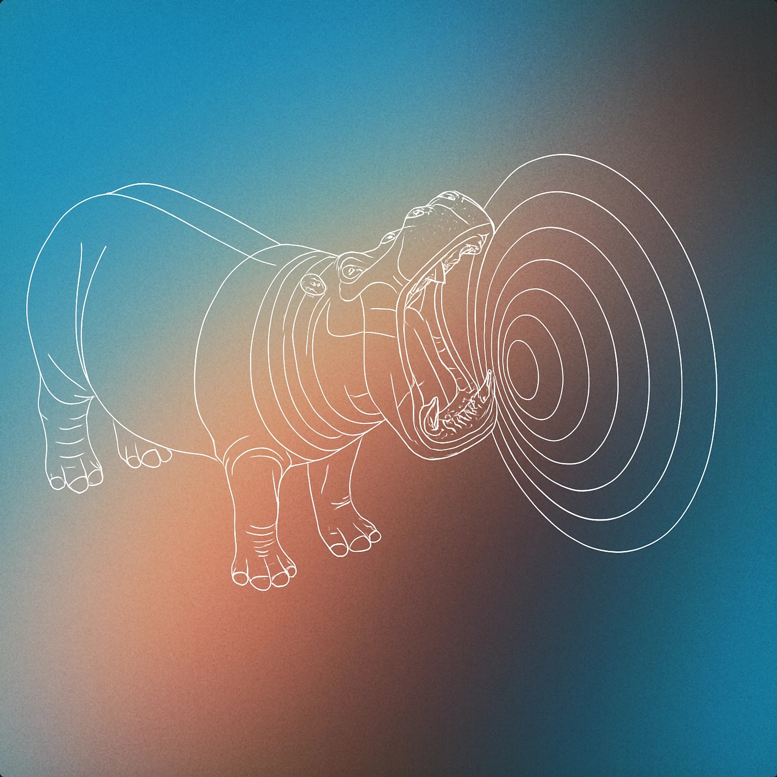 Cover of A hippopotamus with its mouth wide open, emitting visible, rippling soundwave rings from its mouth for Hippo sound effects