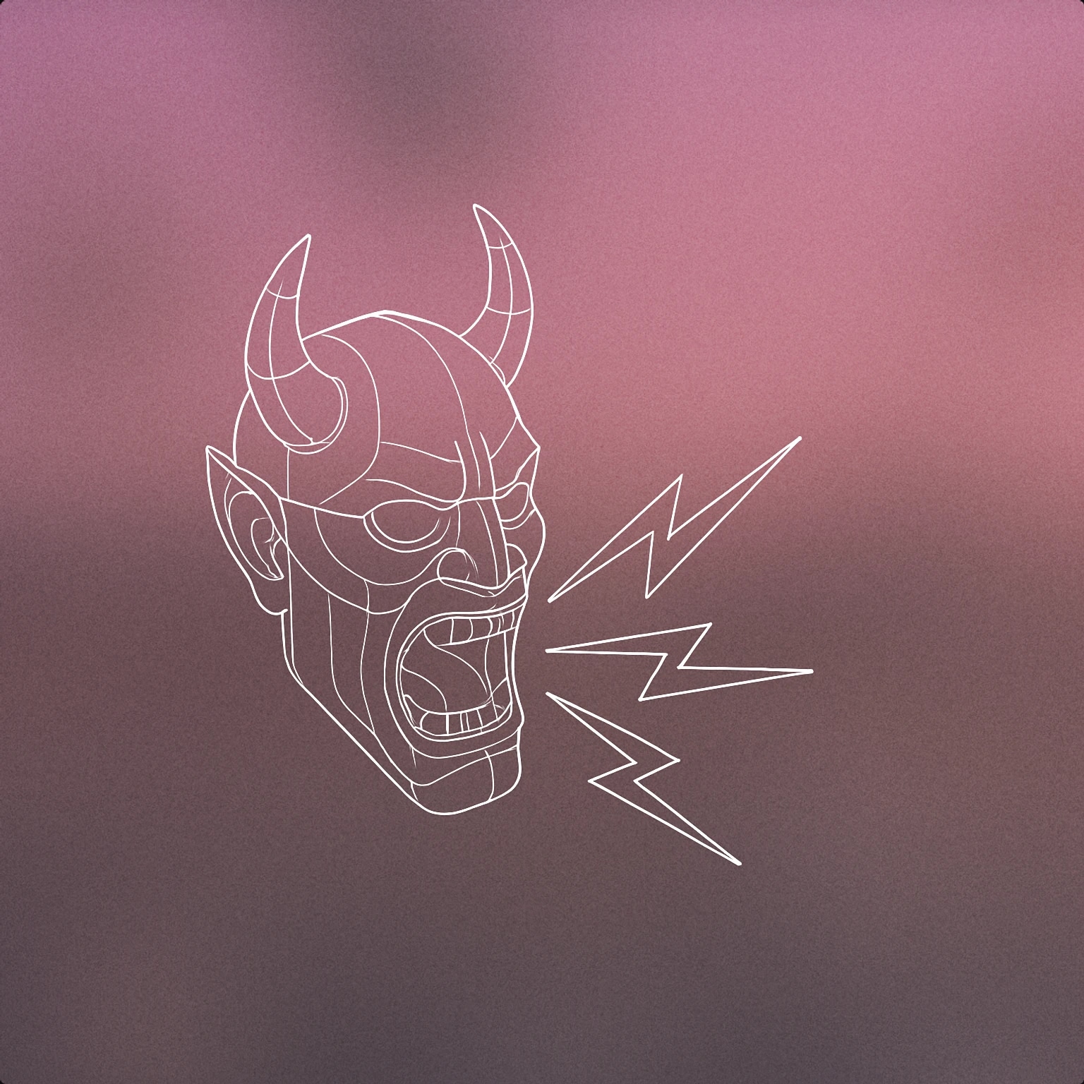 Cover of A stylized horned mask with an open mouth emitting jagged sound lines for Demon sound effects
