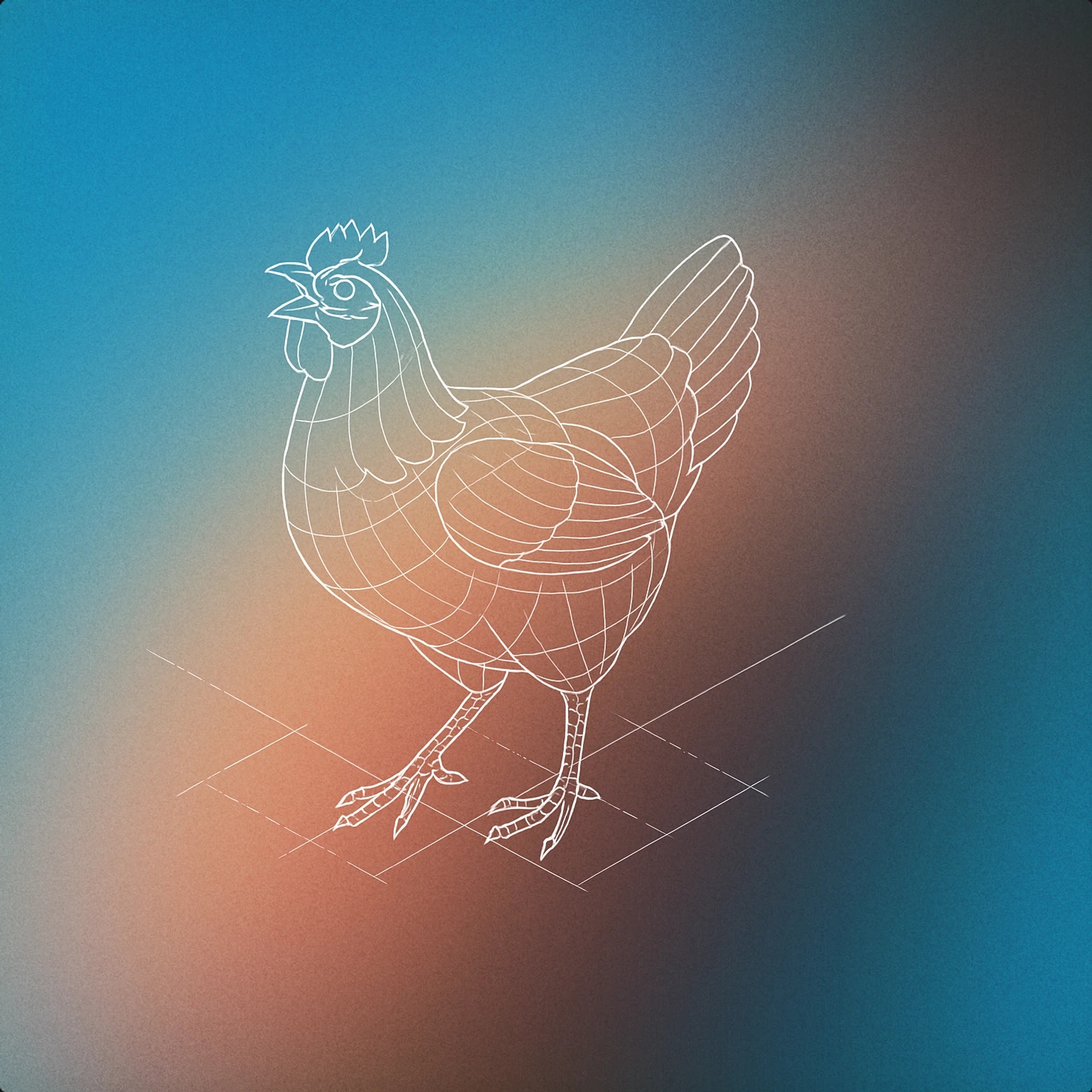 Cover of a stylized chicken with its beak open mid-cluck, standing on one leg for Chicken Clucking sound effects