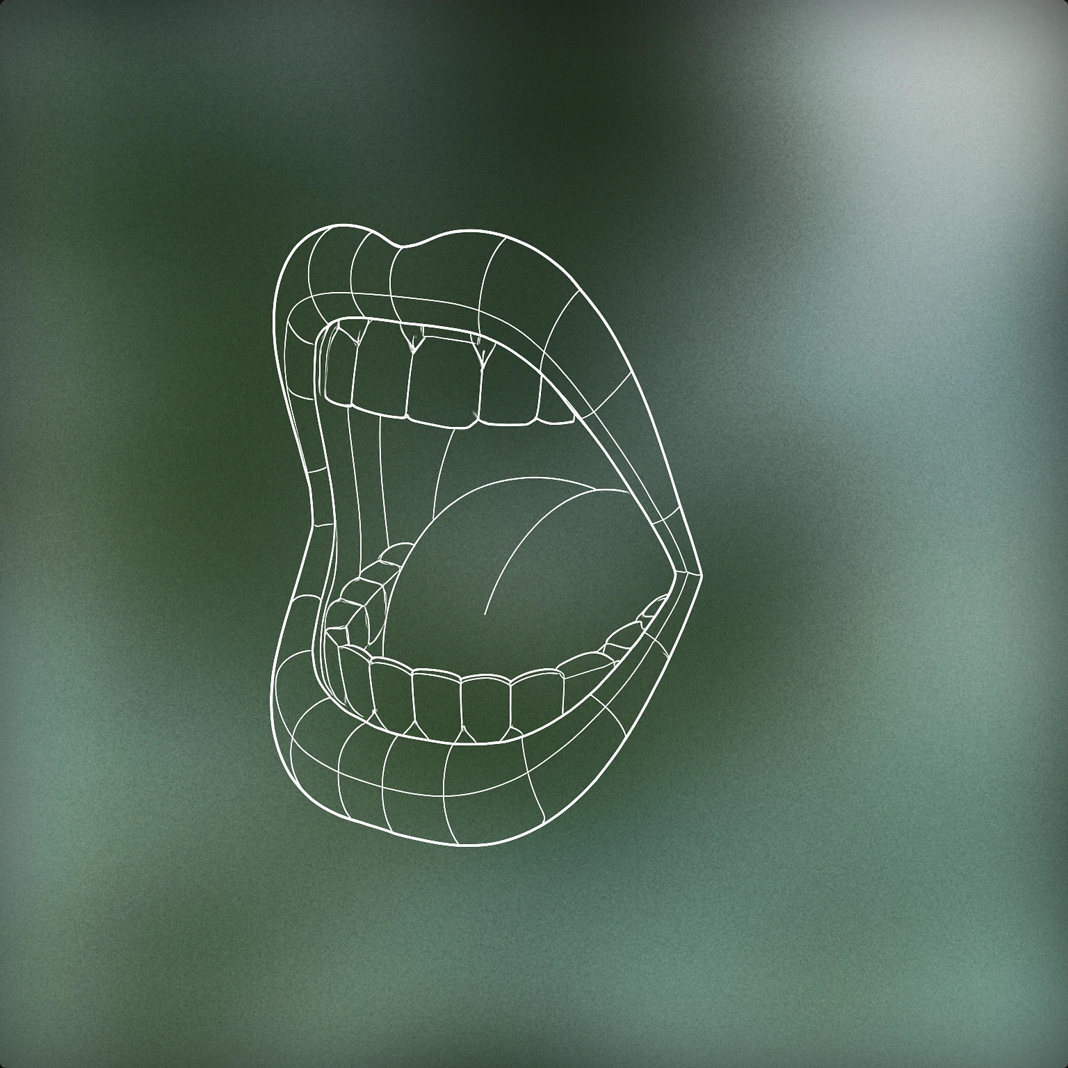 Cover of a stylized open mouth with exaggeratedly wide lips and visible teeth, frozen in a dramatic expression of surprise or shock for Oh My Gawd sound effects