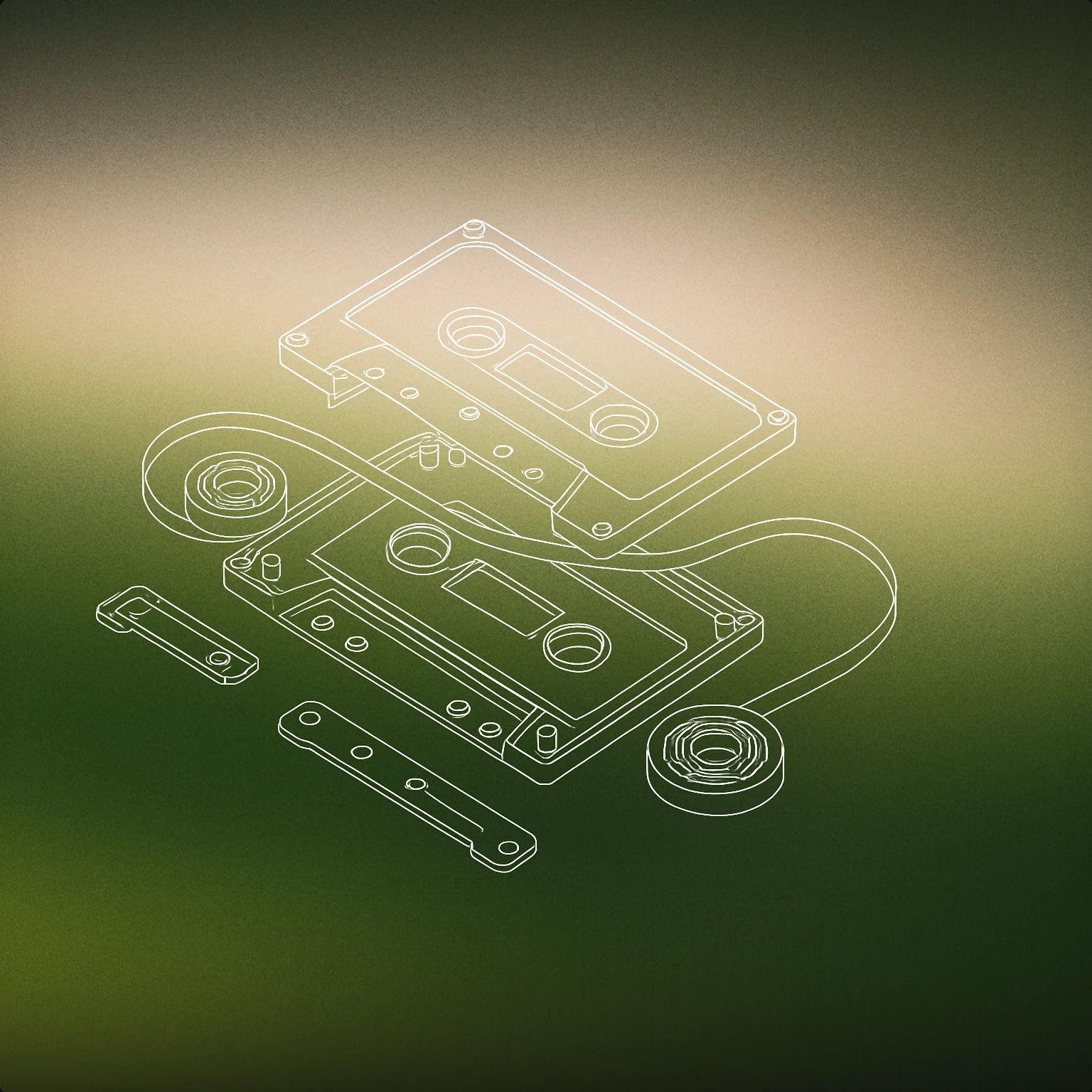 Cover of fragmented audio cassette tape for Glitching sound effects