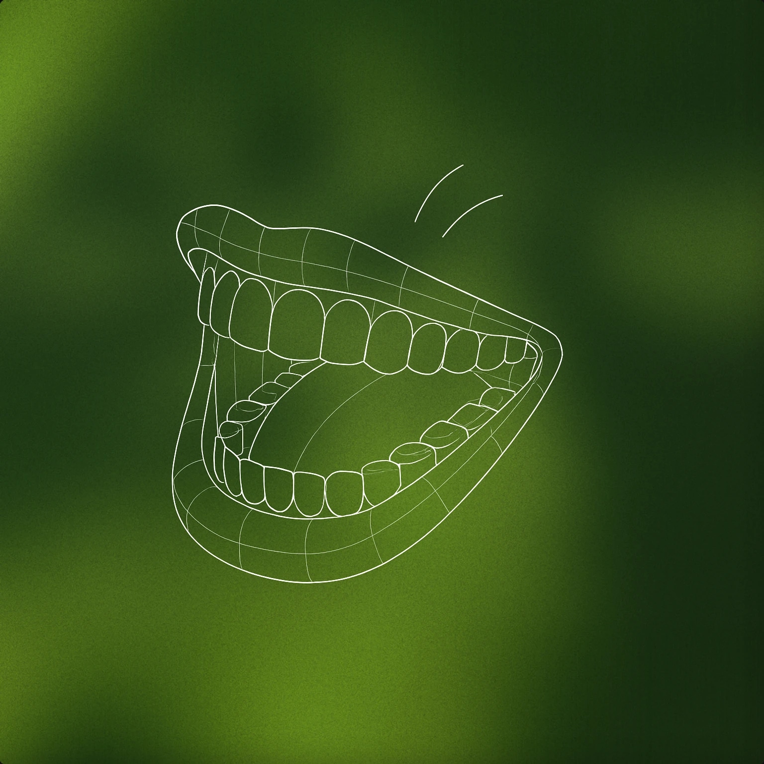 Cover of a stylized open mouth with a wide smile and visible teeth, with two small curved lines above to suggest laughter for Kids Laughing sound effects