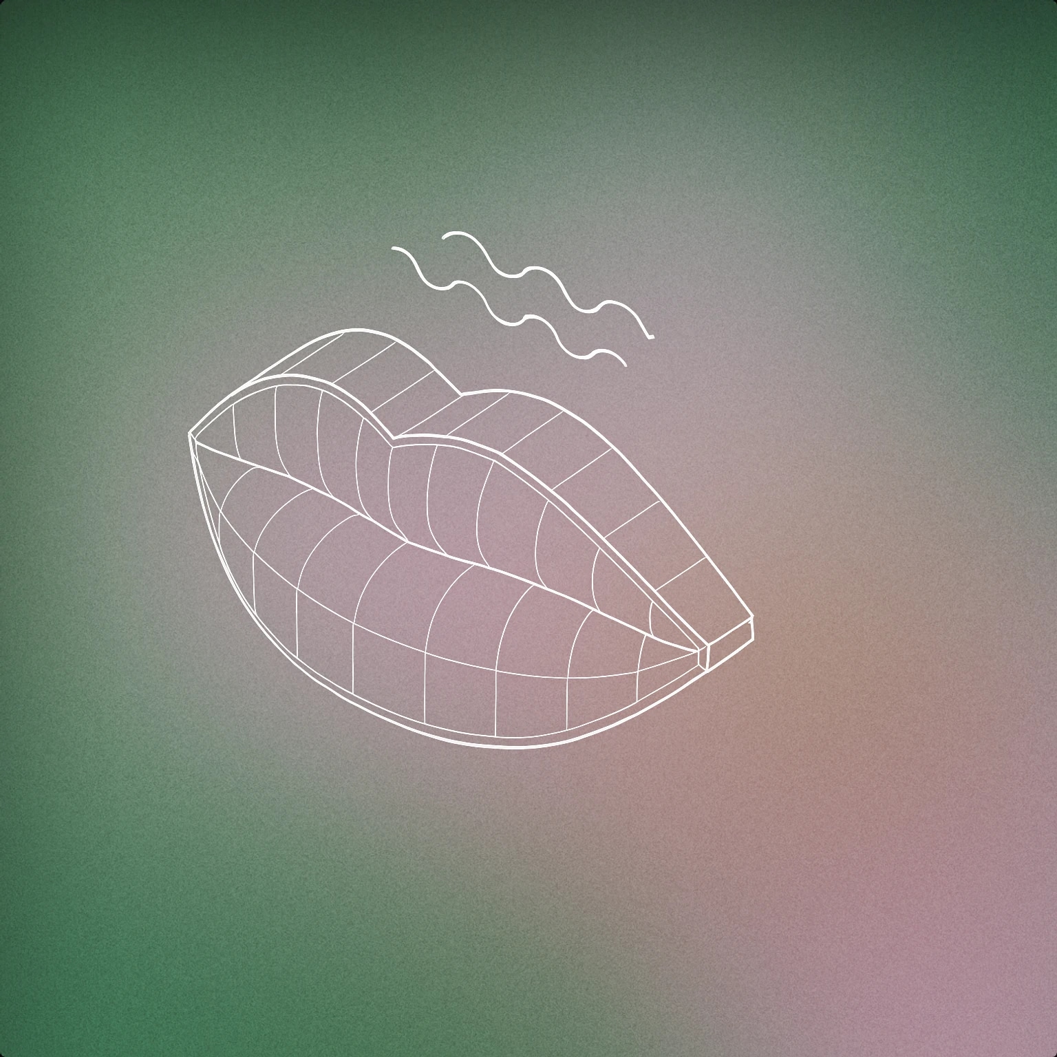 Cover of a closed mouth with gentle vibration lines above it for Humming sound effects