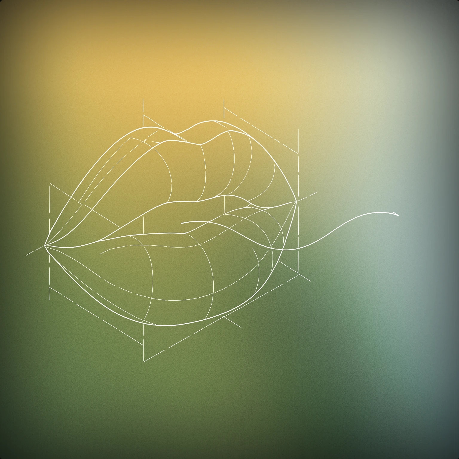 Cover of a stylized silhouette of a pair of slightly parted lips with a single, soft, curved line entering the mouth representing the flow of air for Inhale sound effects