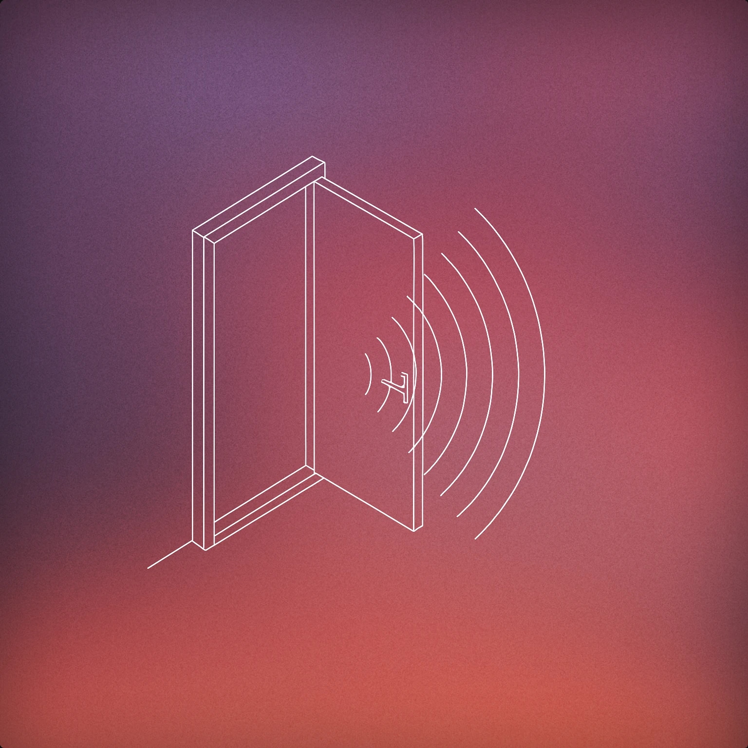 Cover of an open door with sound waves emanating outward from the doorway for Get Out sound effects