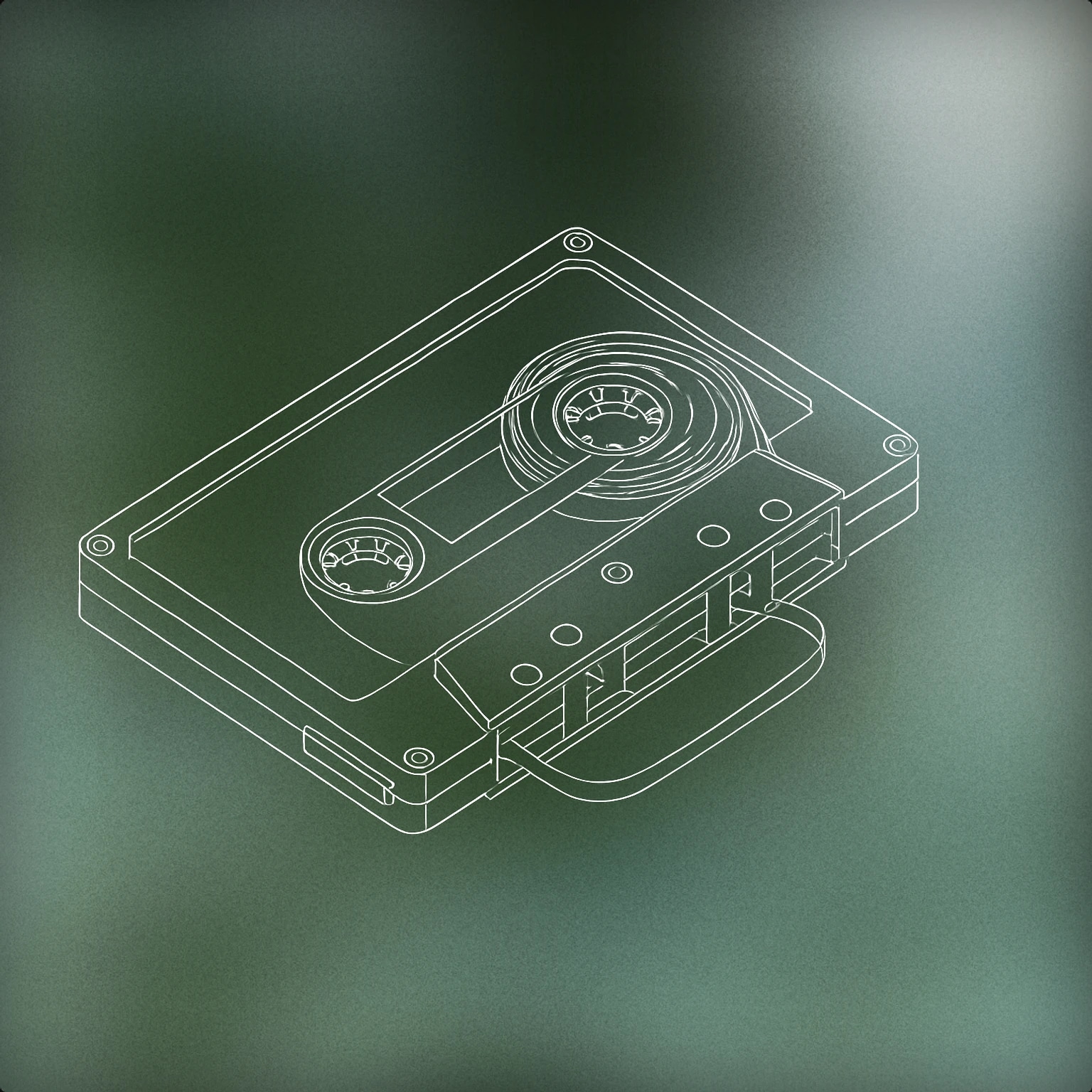 Cover of cassette tape with an exposed tape reel for Hiss sound effects