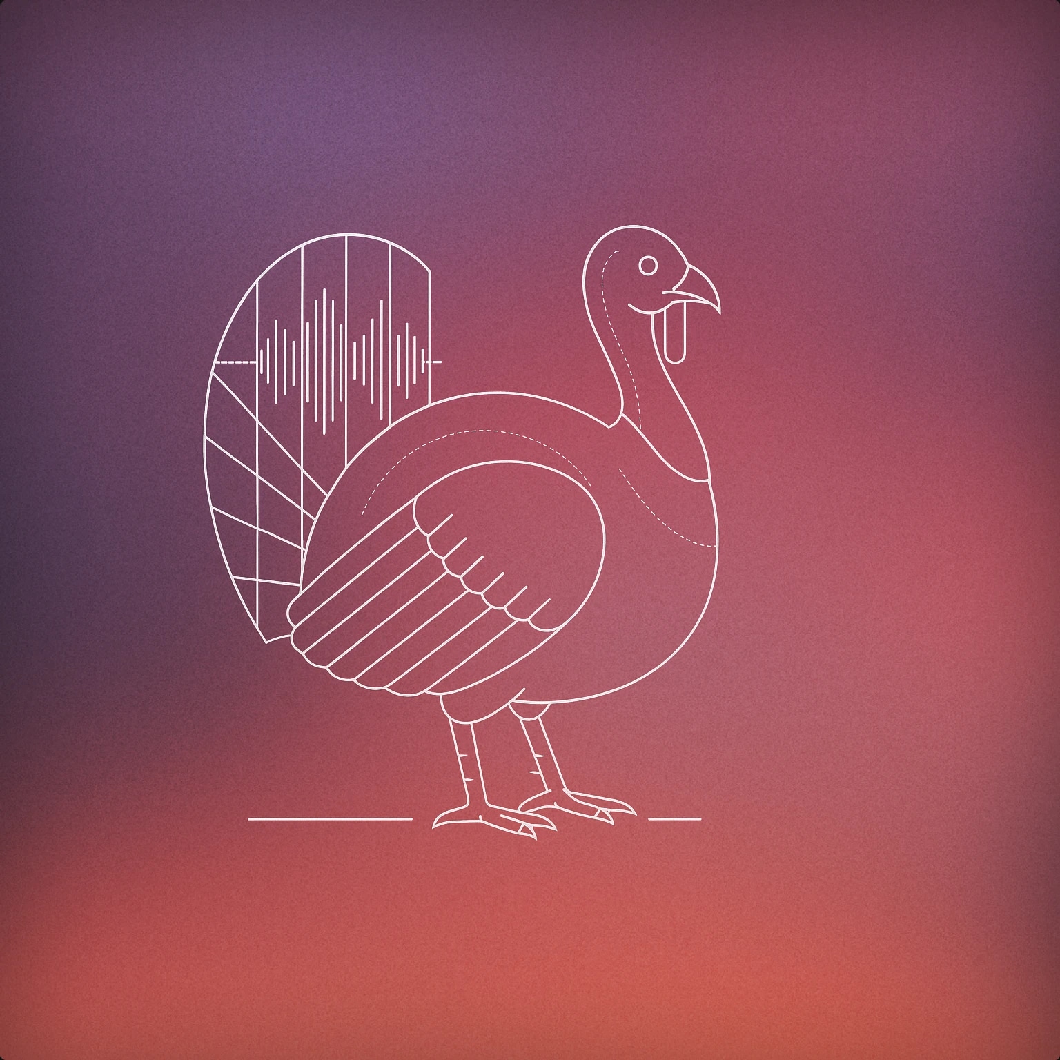 Cover of a stylized turkey bird with a soundwave pattern subtly integrated into its tail feathers for Turkey sound effects