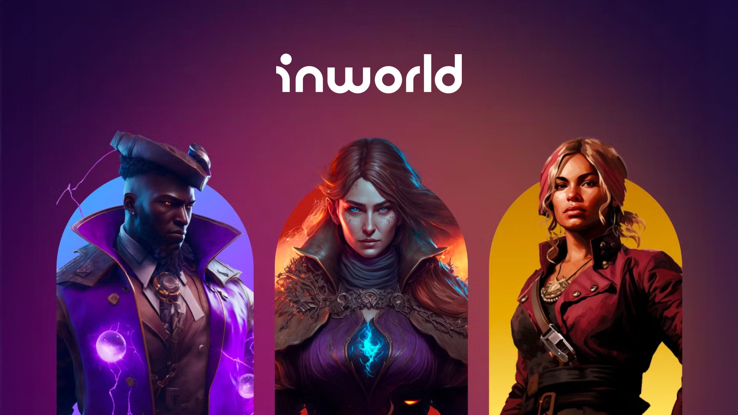 Digital artwork of three diverse fantasy characters with the "inworld" logo above them.