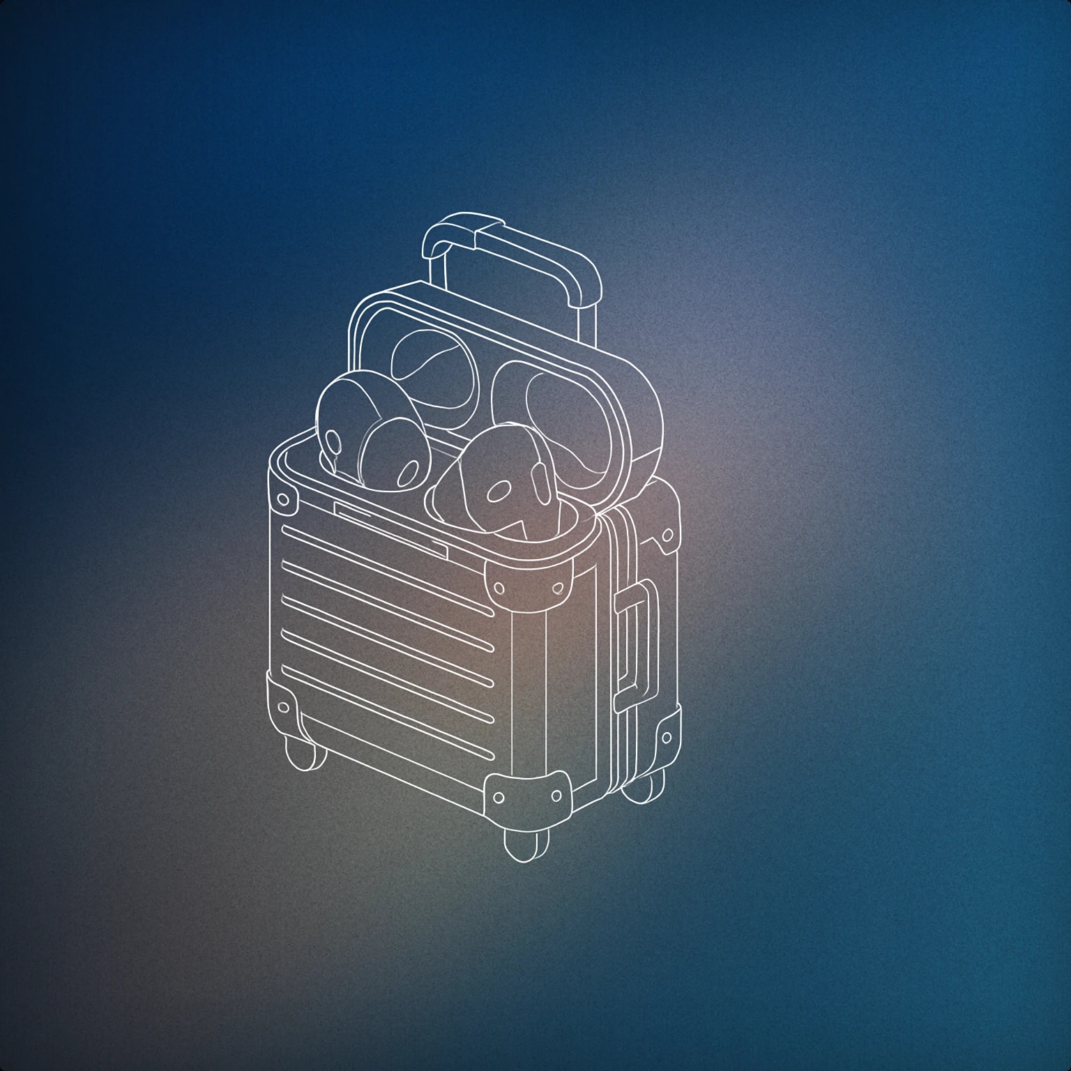 Cover of headphones case shaped like a travel suitcase for Luggage sound effects