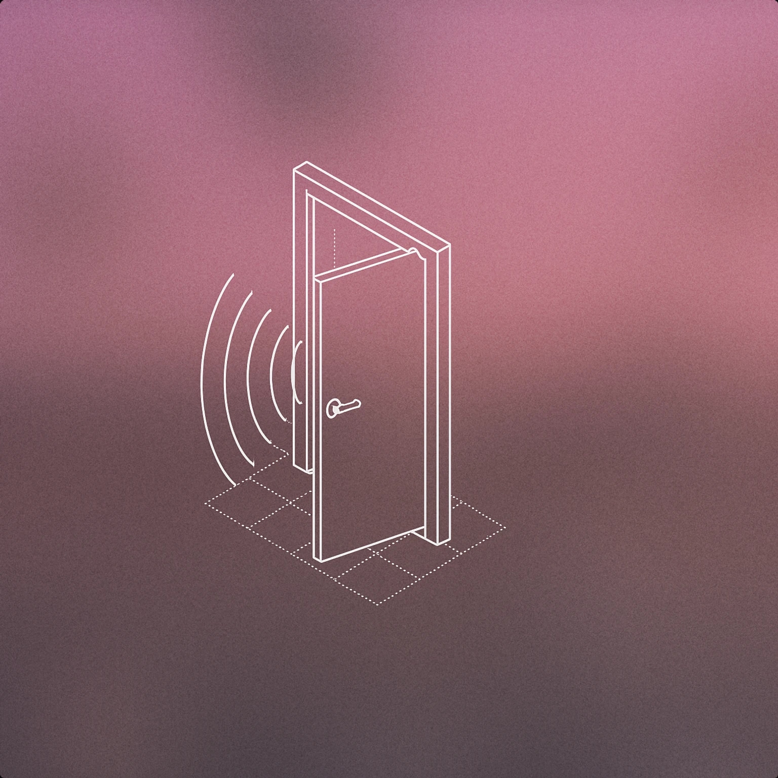 Cover of A slightly open door with stylized soundwave lines emanating from the gap for Door sound effects