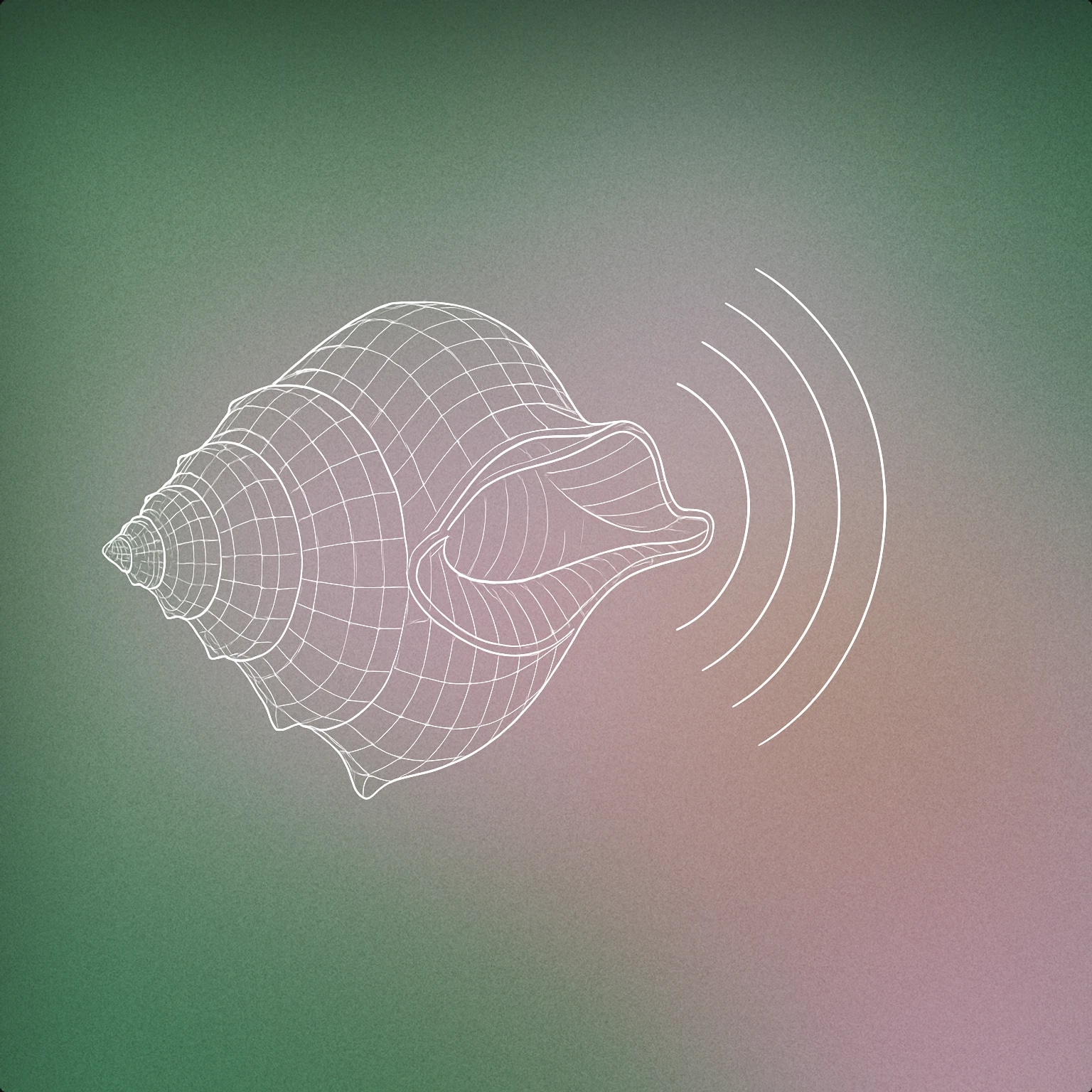 Cover of a conch shell with stylized soundwave lines emanating from its opening for Underwater sound effects