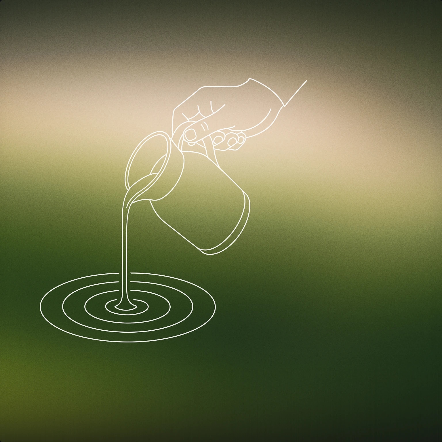 Cover of a stylized hand holding a tilted pitcher with a single, smooth stream of liquid flowing out and forming a gentle ripple pattern on a flat surface below for Pour sound effects