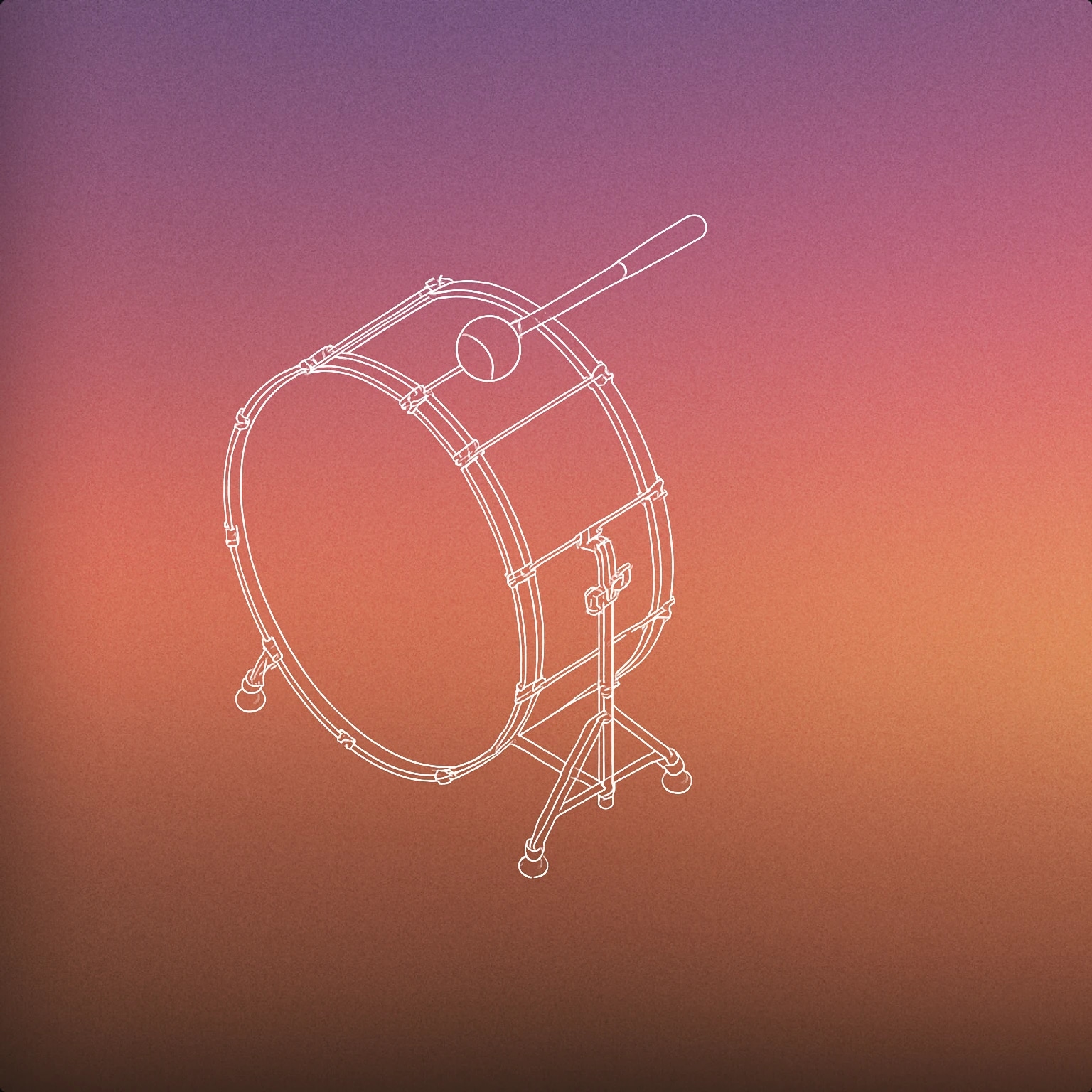 Cover of a large orchestral bass drum with a mallet poised above it for Dun Dun sound effects