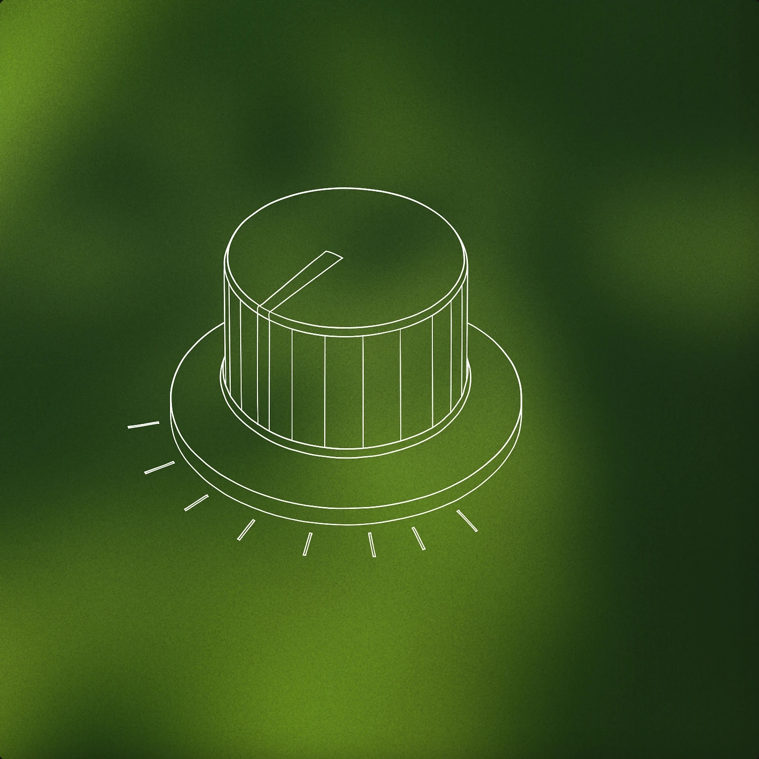 Cover of rotary audio selector knob with a single pointer and minimal tick marks for Switch sound effects