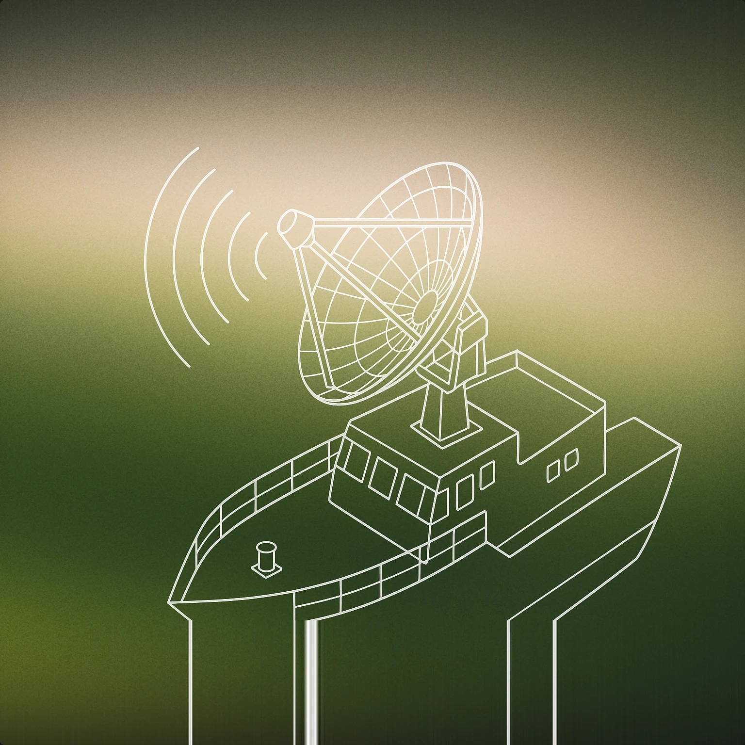 Cover of a ship's radar dish emitting stylized sound waves for Ship sound effects