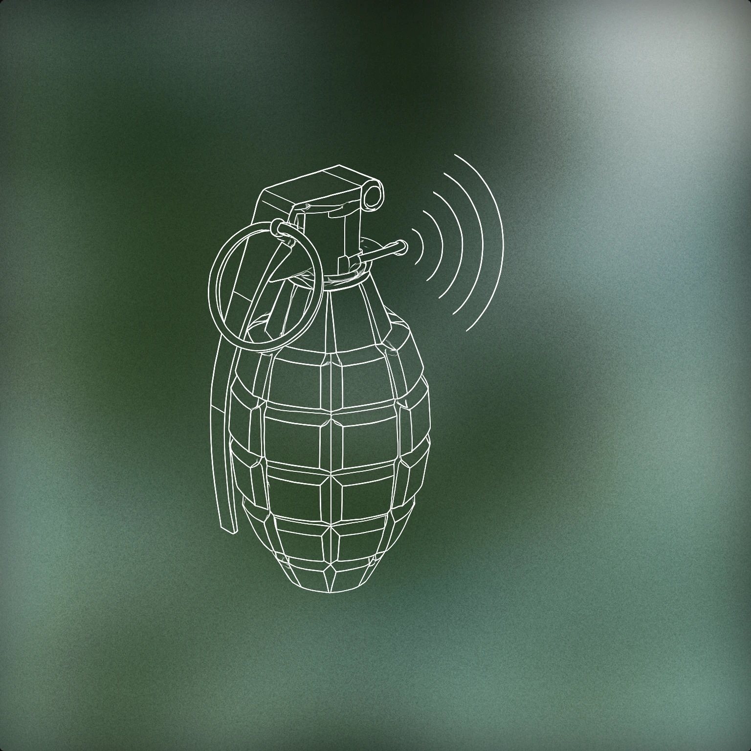 Cover of a stylized hand grenade with a visible soundwave emanating from its pin area for Fire in the Hole sound effects