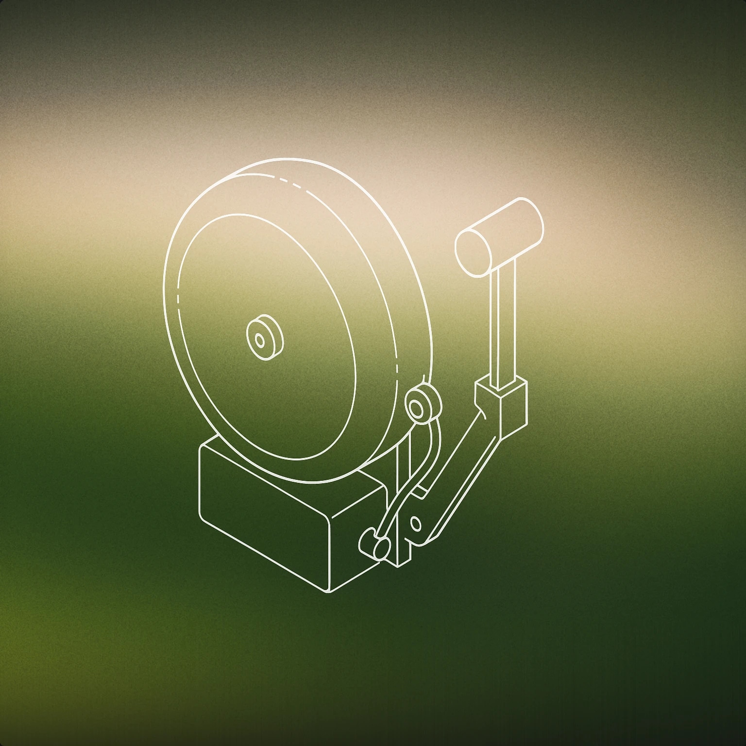 Cover of a classic alarm bell with a hammer poised to strike it for Alert sound effects