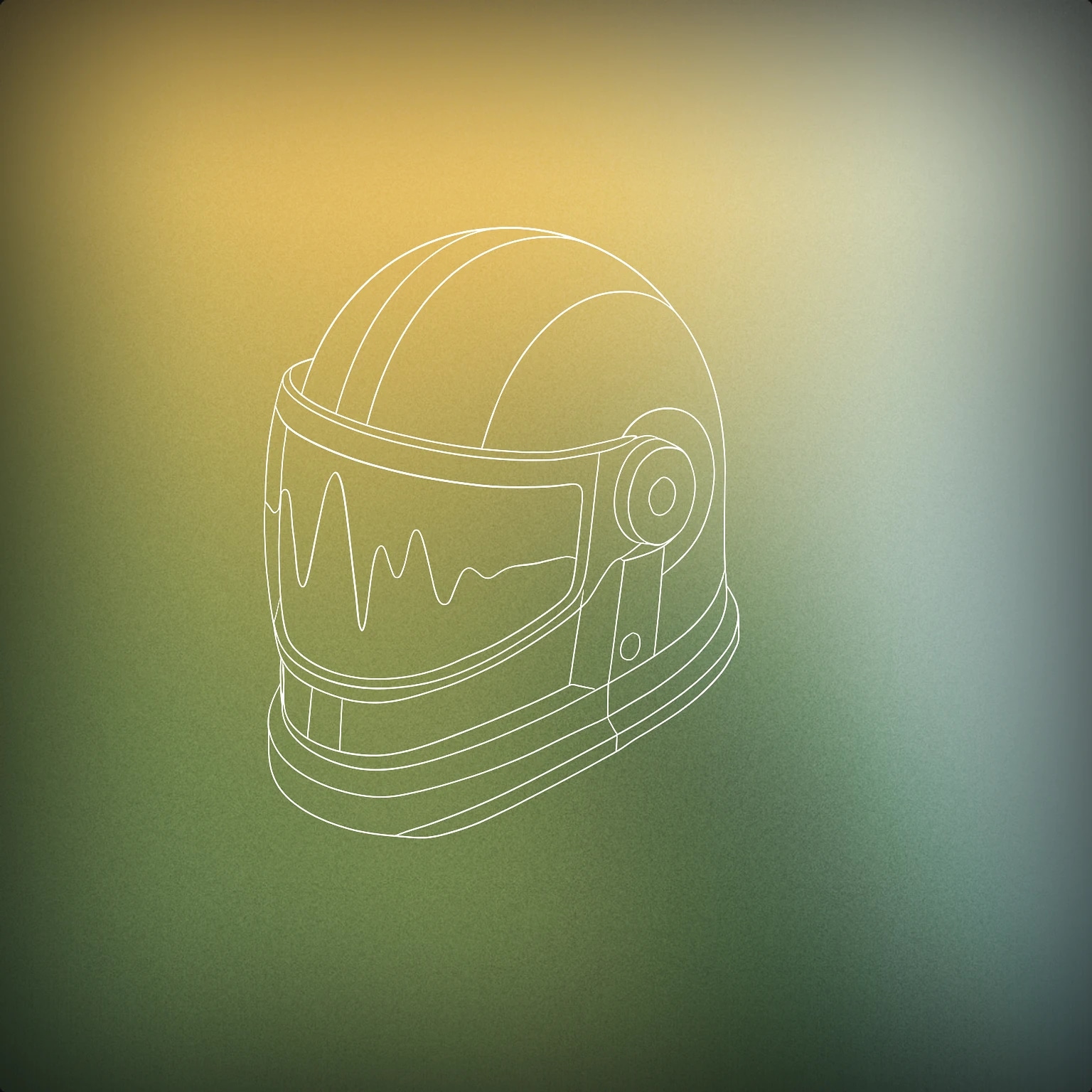 Cover of a stylized helmet with a subtle waveform pattern etched across the visor for Armor sound effects