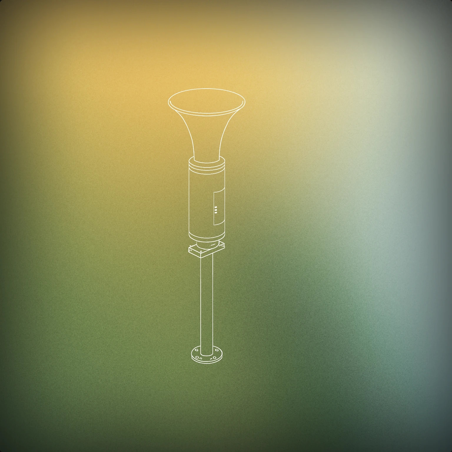 Cover of A tall, cylindrical air raid siren mounted on a simple pole, with a flared horn at the top and minimal base details for Nuke Siren sound effects