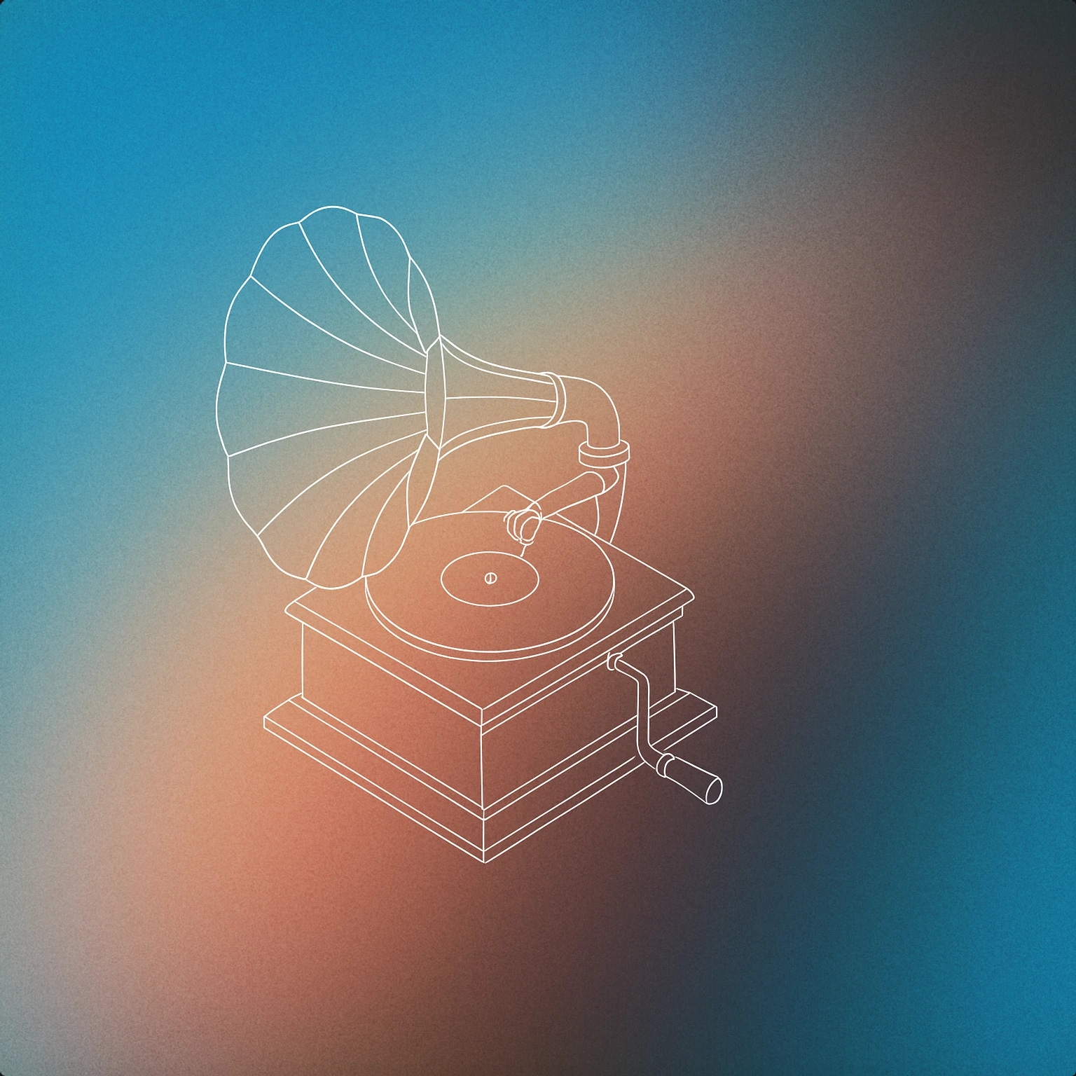 Cover of phonograph with a large horn and hand crank for Antique Motor sound effects