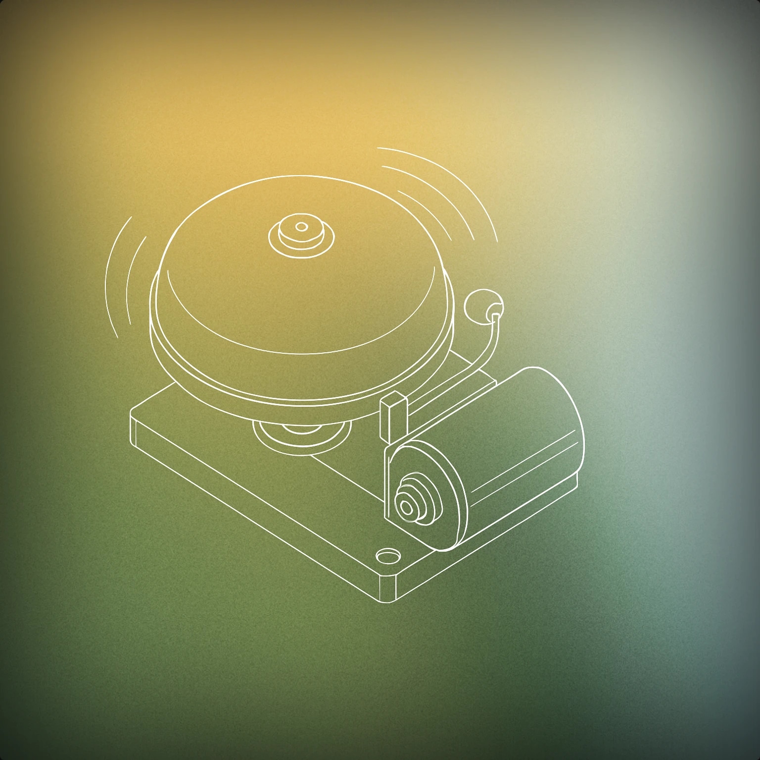 Cover of a classic cartoon alarm bell with a large, vibrating dome and a visible clapper for Awooga sound effects