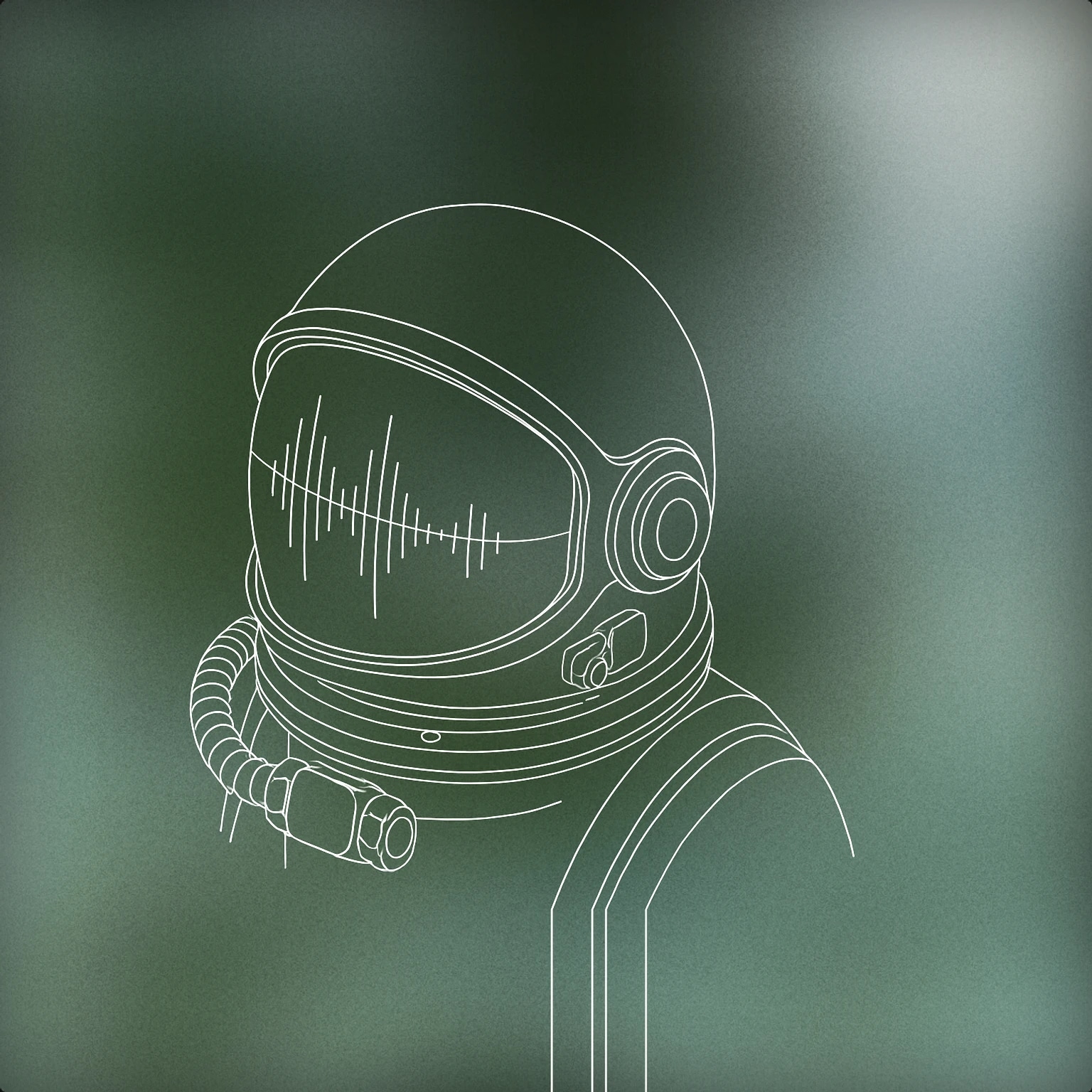 Cover of an astronaut helmet with a stylized soundwave pattern integrated into the visor for Space sound effects