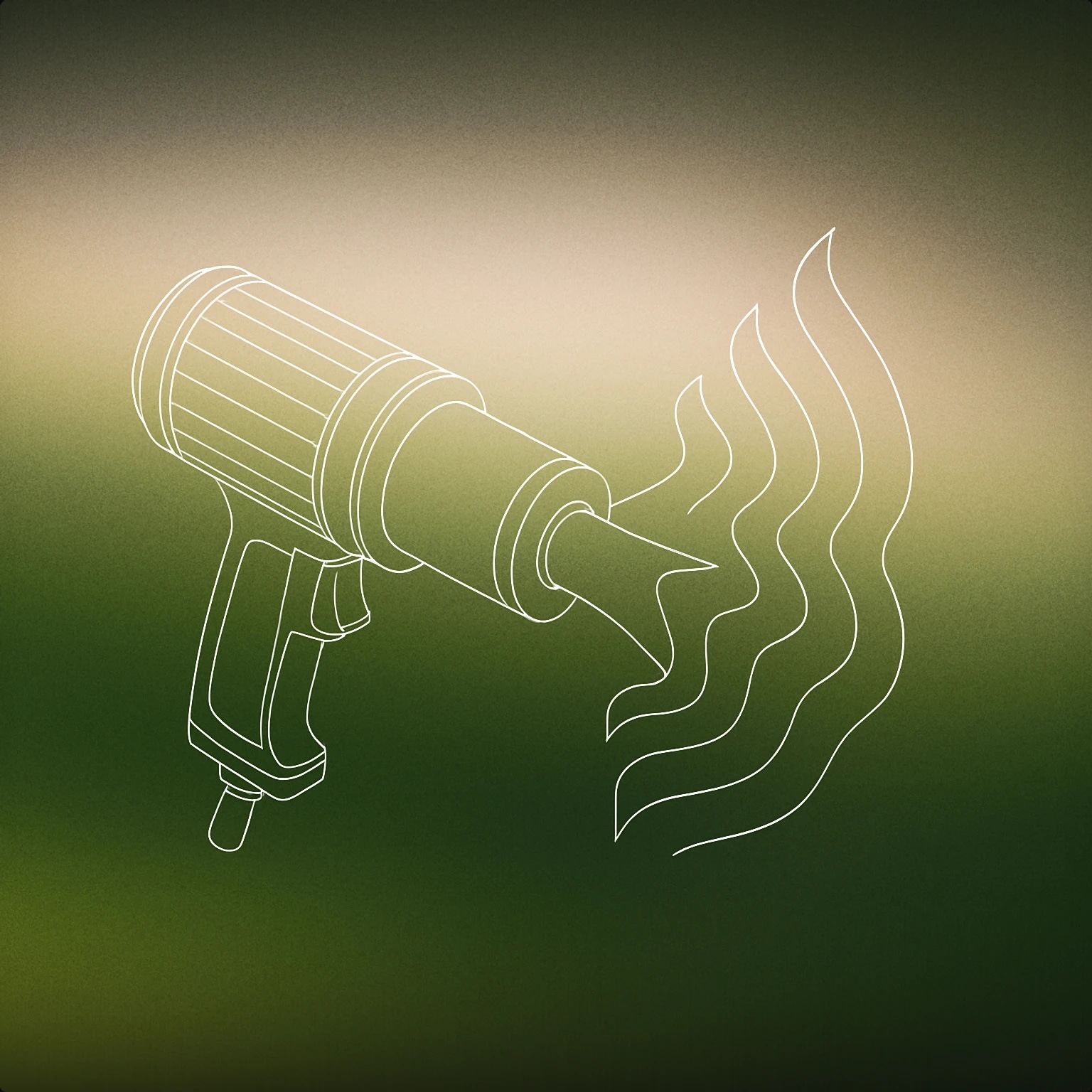 Cover of A handheld mechanical device with a cylindrical nozzle emitting stylized flame-shaped soundwaves for Flamethrower sound effects